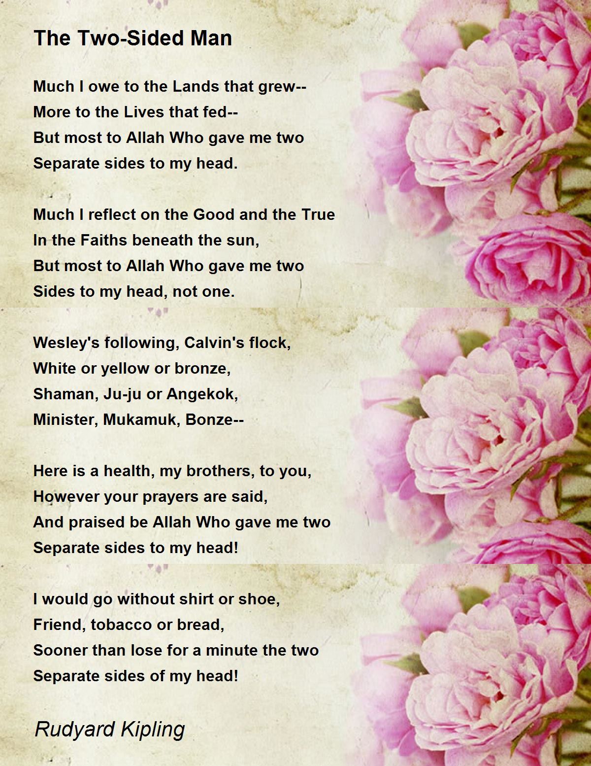 and family 3 worksheet friends Kipling The Two Poem Rudyard  by Sided Hunter Poem  Man