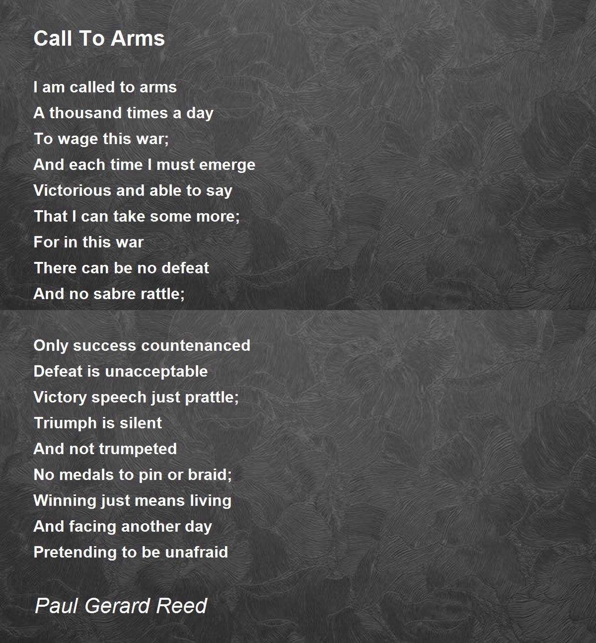 Call To Arms Call To Arms Poem by Paul Reed