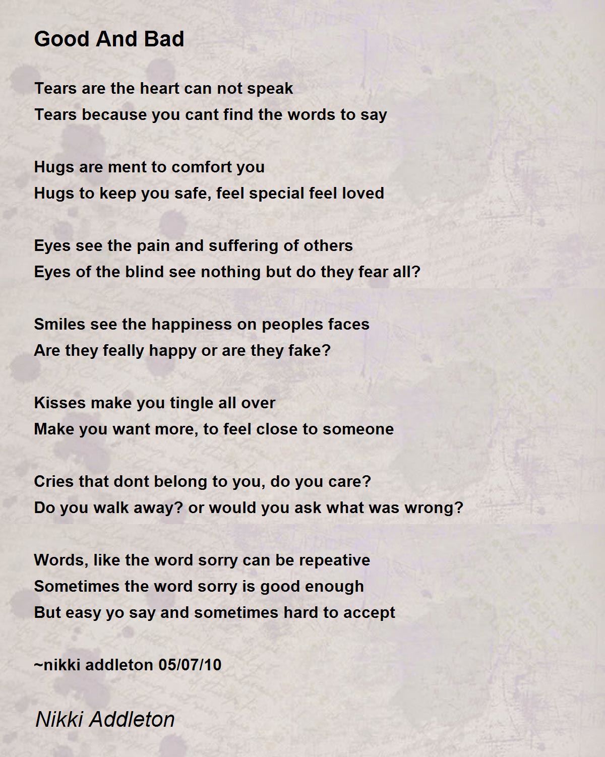 Good And Bad - Good And Bad Poem by Nikki Addleton
