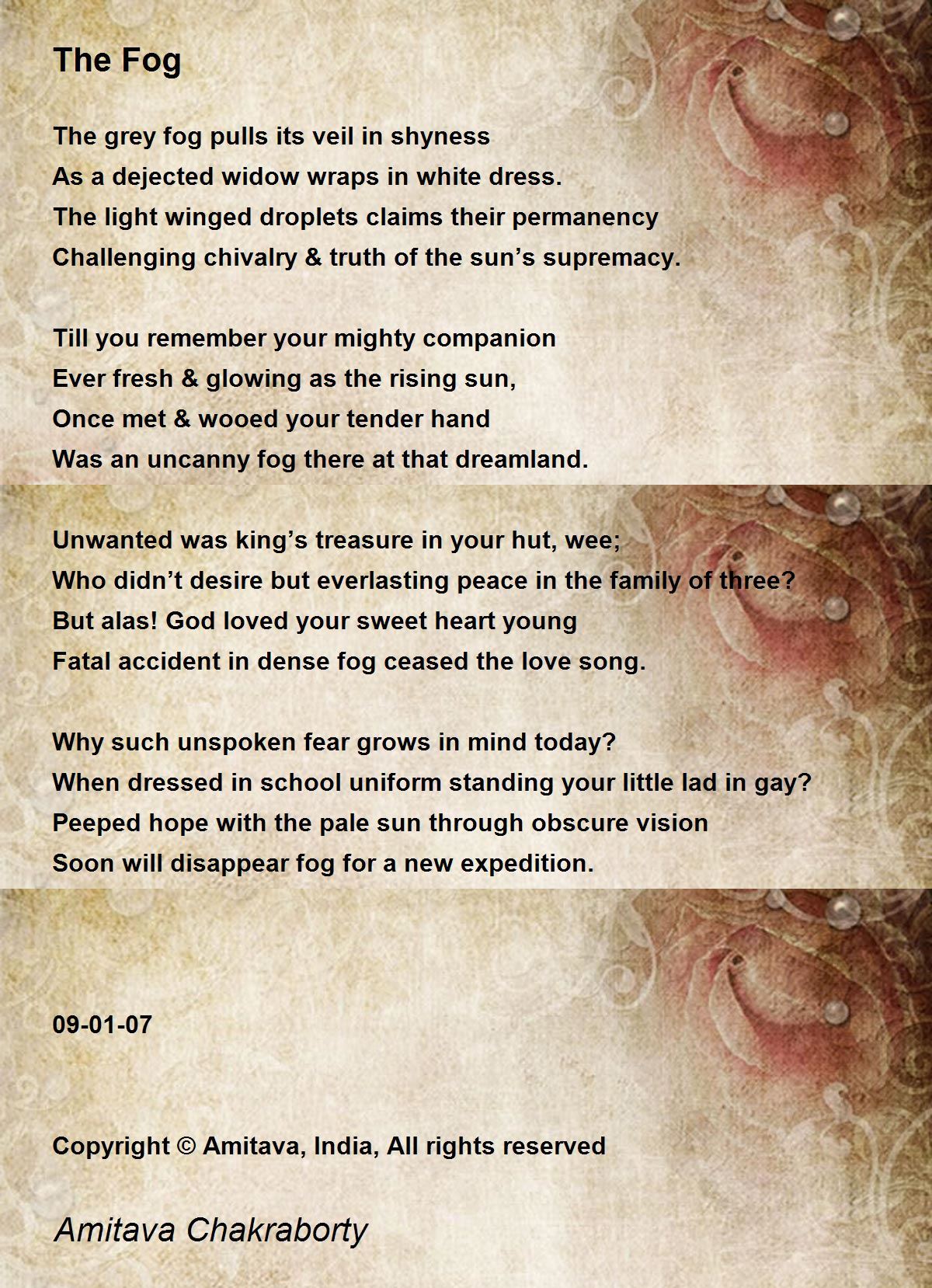 The Fog by Amitava Chakraborty The Fog Poem