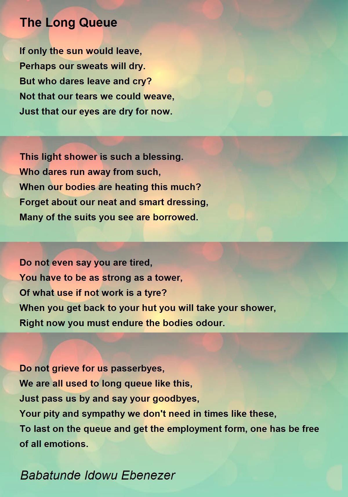 The Long Queue The Long Queue Poem by Babatunde Idowu Ebenezer