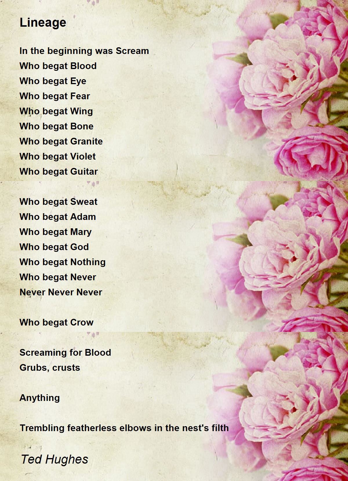 Lineage Poem by Ted Hughes - Poem Hunter