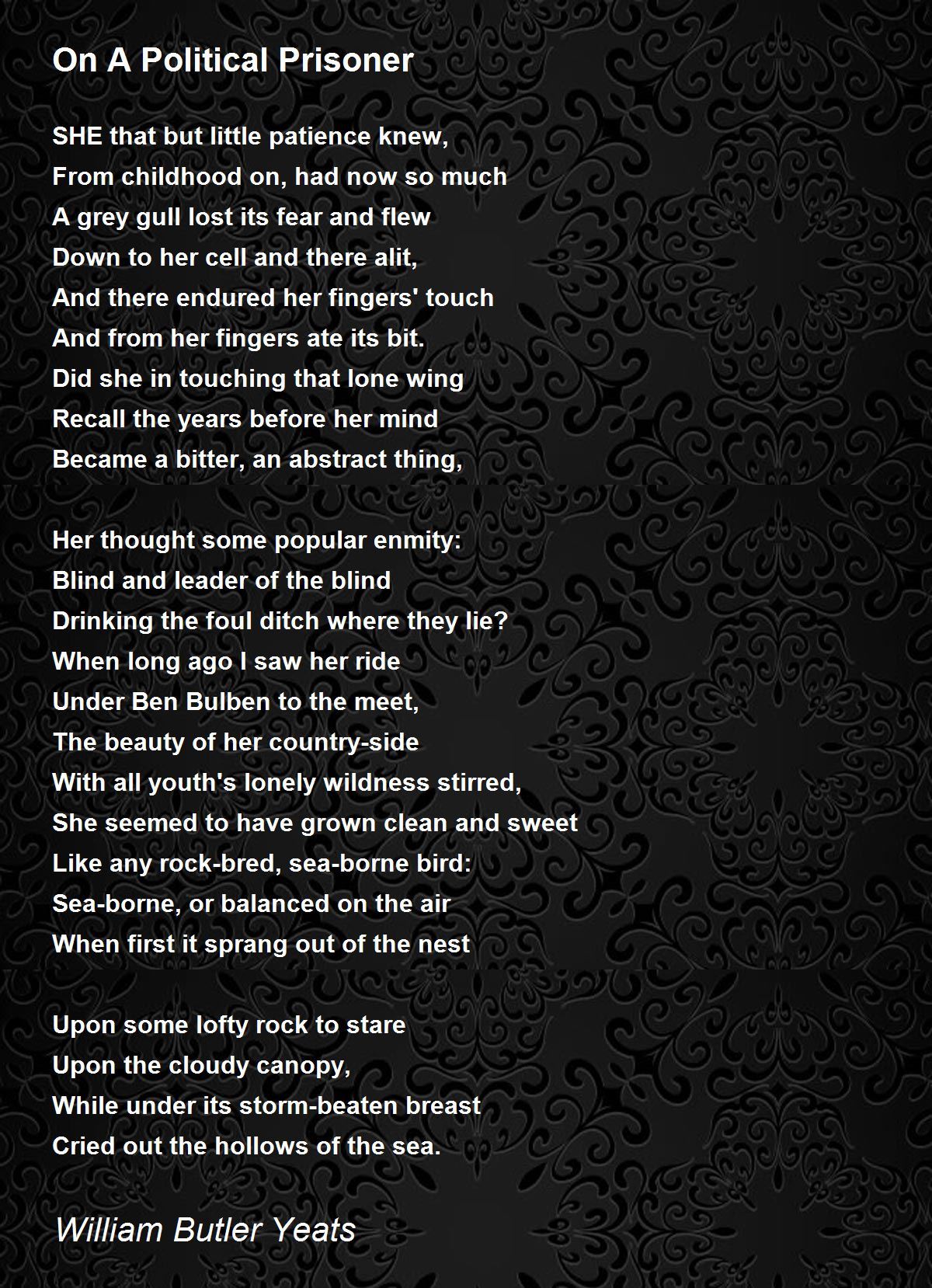 On A Political Prisoner by William Butler Yeats - On A Political