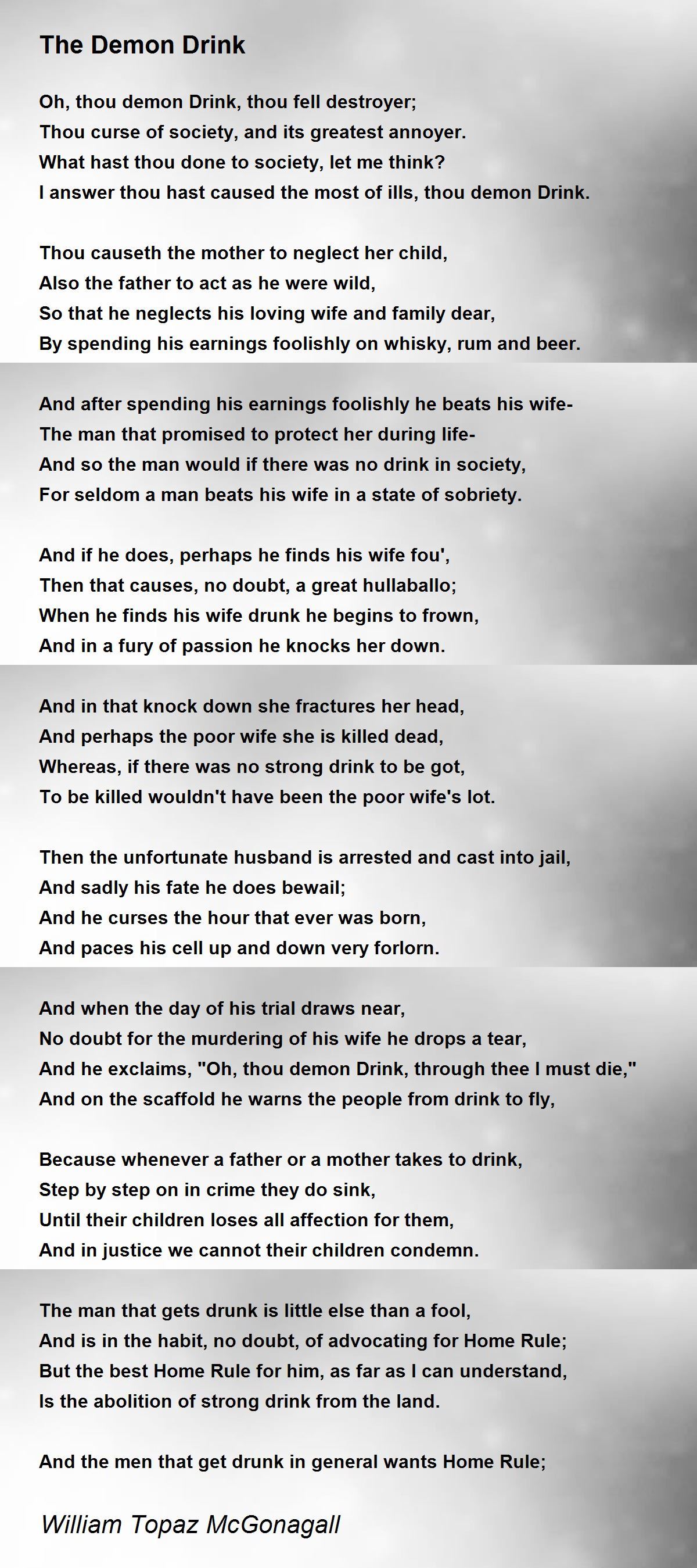 The Demon Drink Poem by William Topaz McGonagall - Poem Hunter