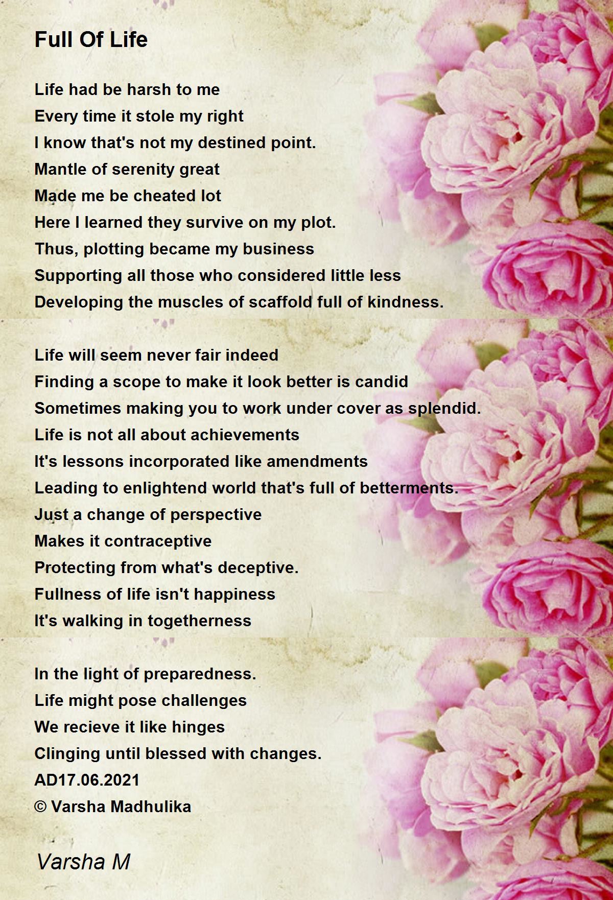 Full Of Life Poem by Varsha M Poem Hunter