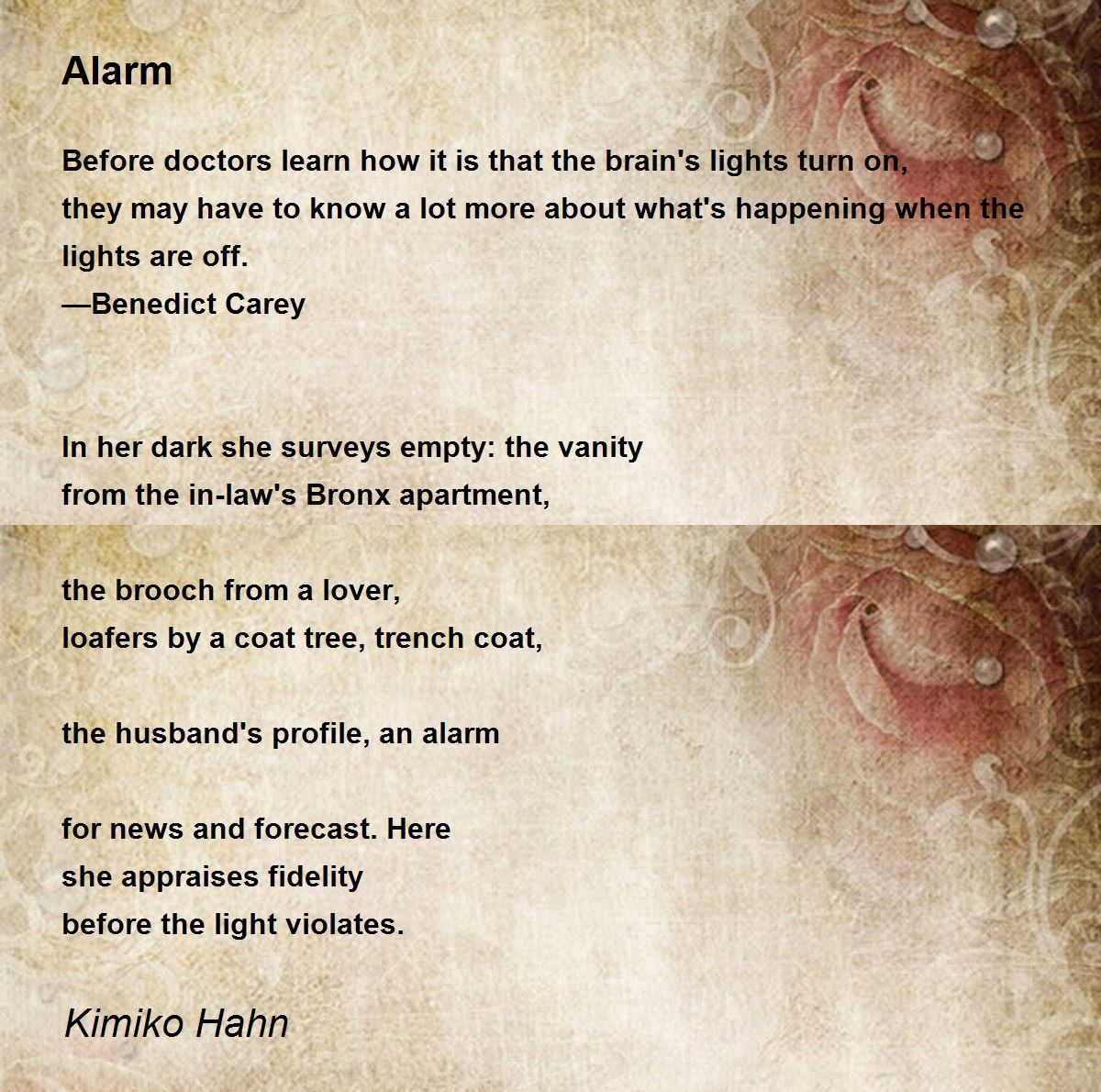 Alarm Alarm Poem by Kimiko Hahn