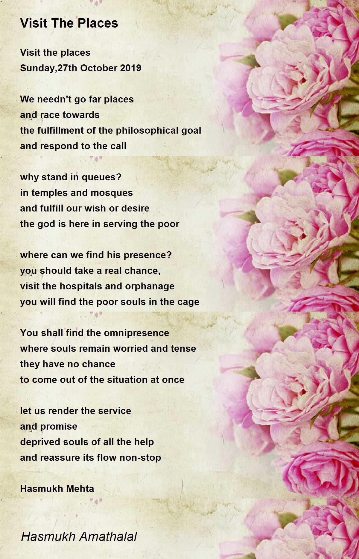 Visit The Places - Visit The Places Poem by Mehta Hasmukh Amathaal