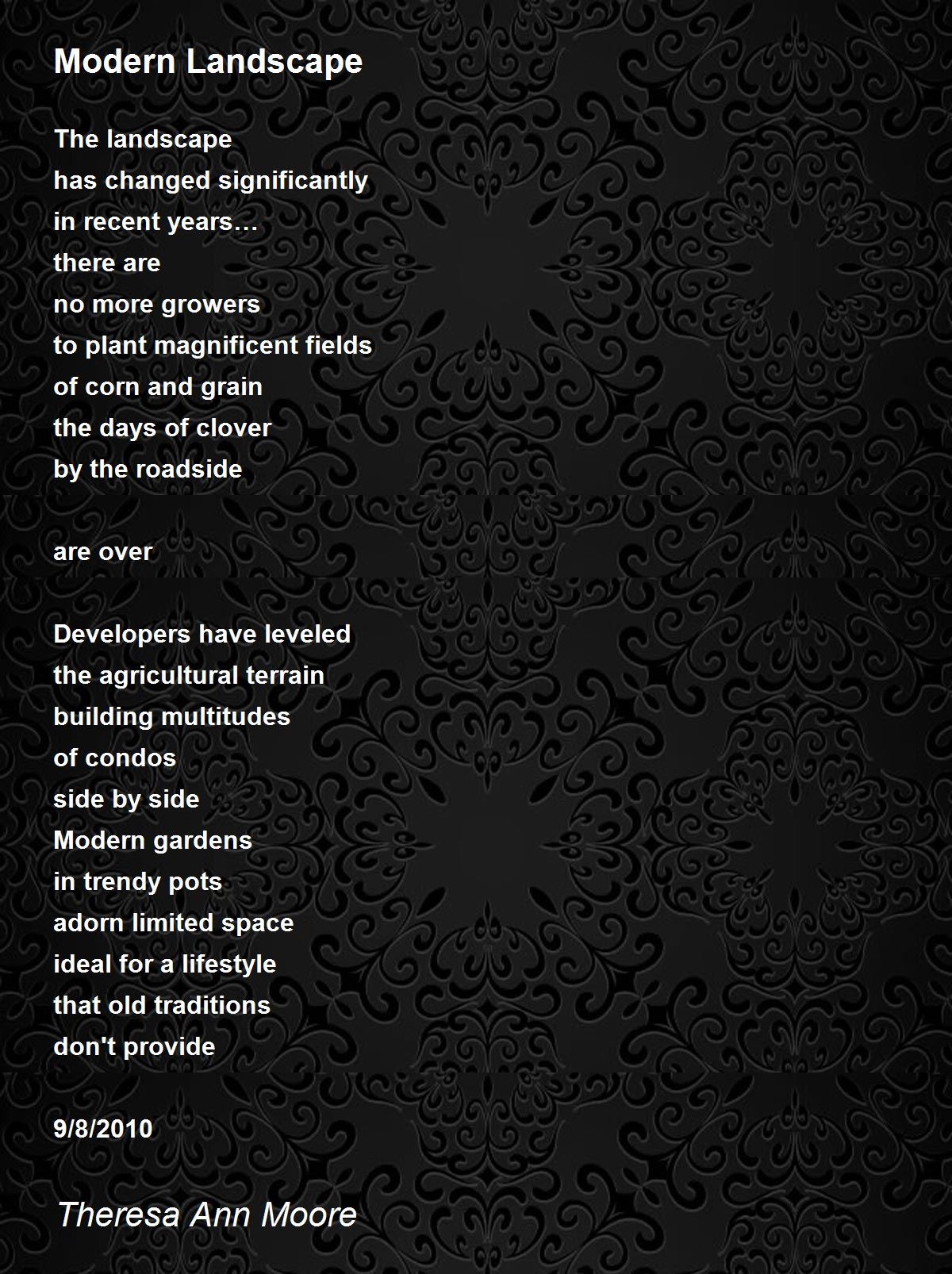 Modern Landscape by Theresa Ann Moore Modern Landscape Poem