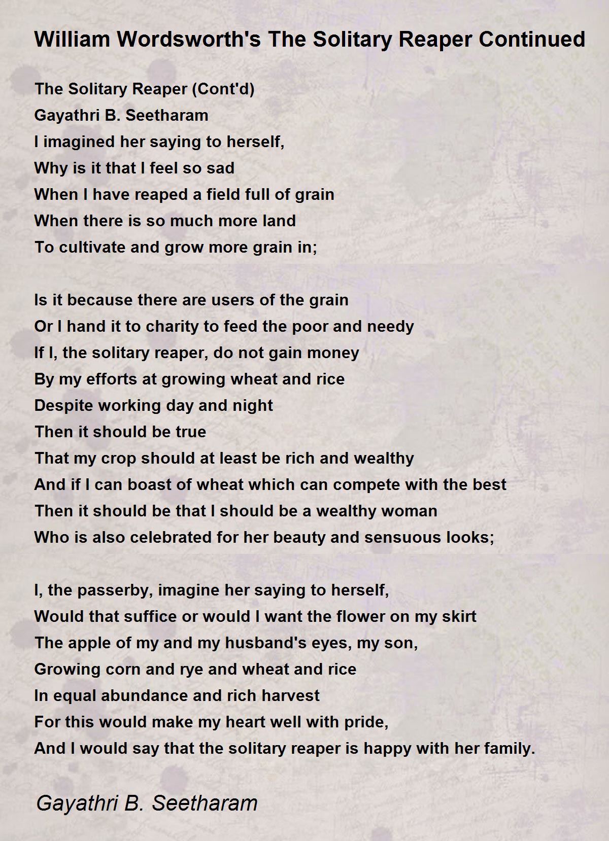 William Wordsworth's The Solitary Reaper Continued William Wordsworth