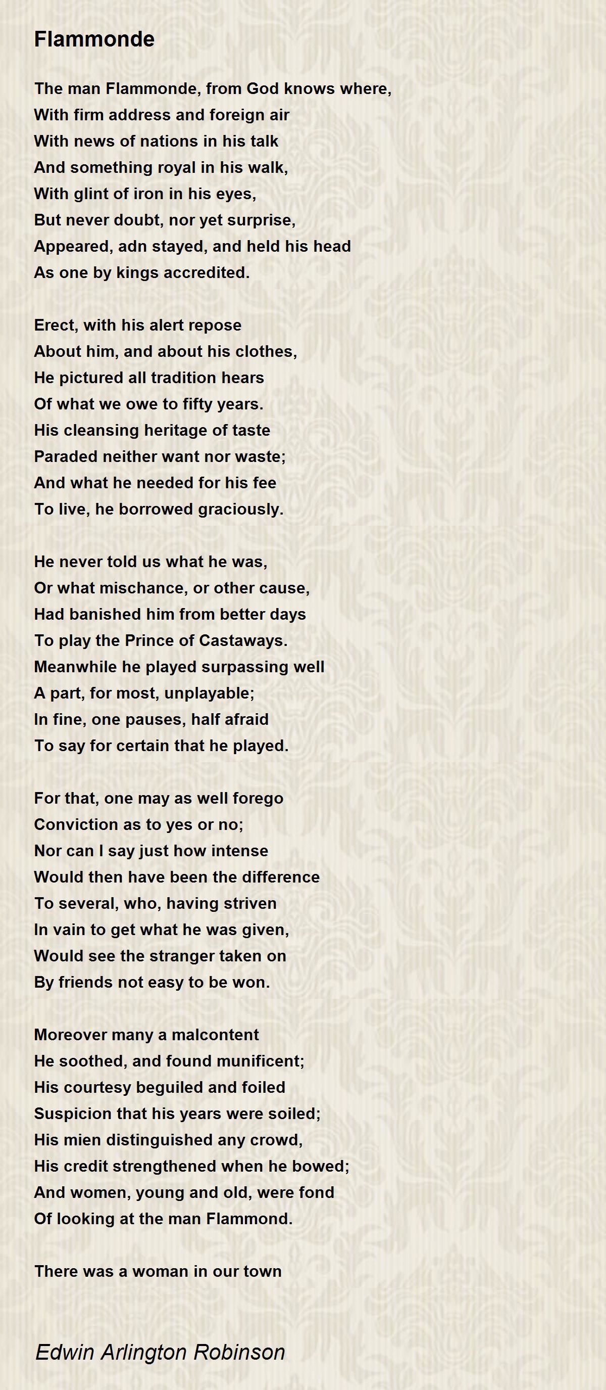 Flammonde Flammonde Poem by Edwin Arlington Robinson