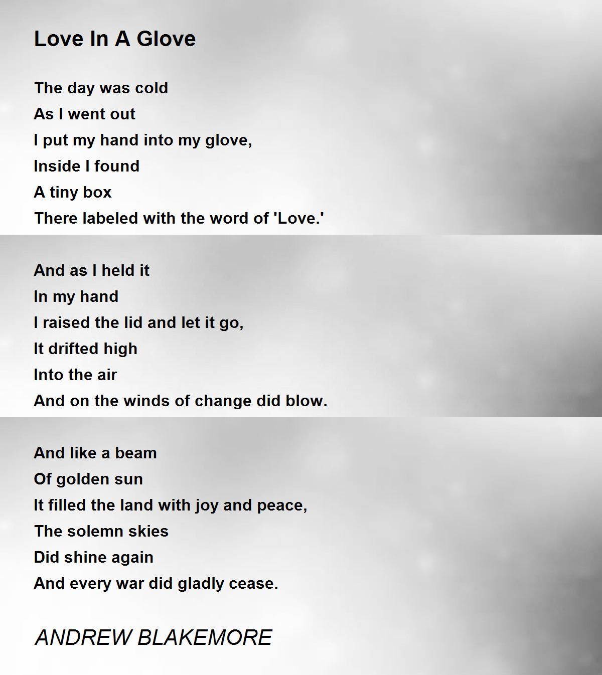 Love In A Glove Love In A Glove Poem by ANDREW BLAKEMORE