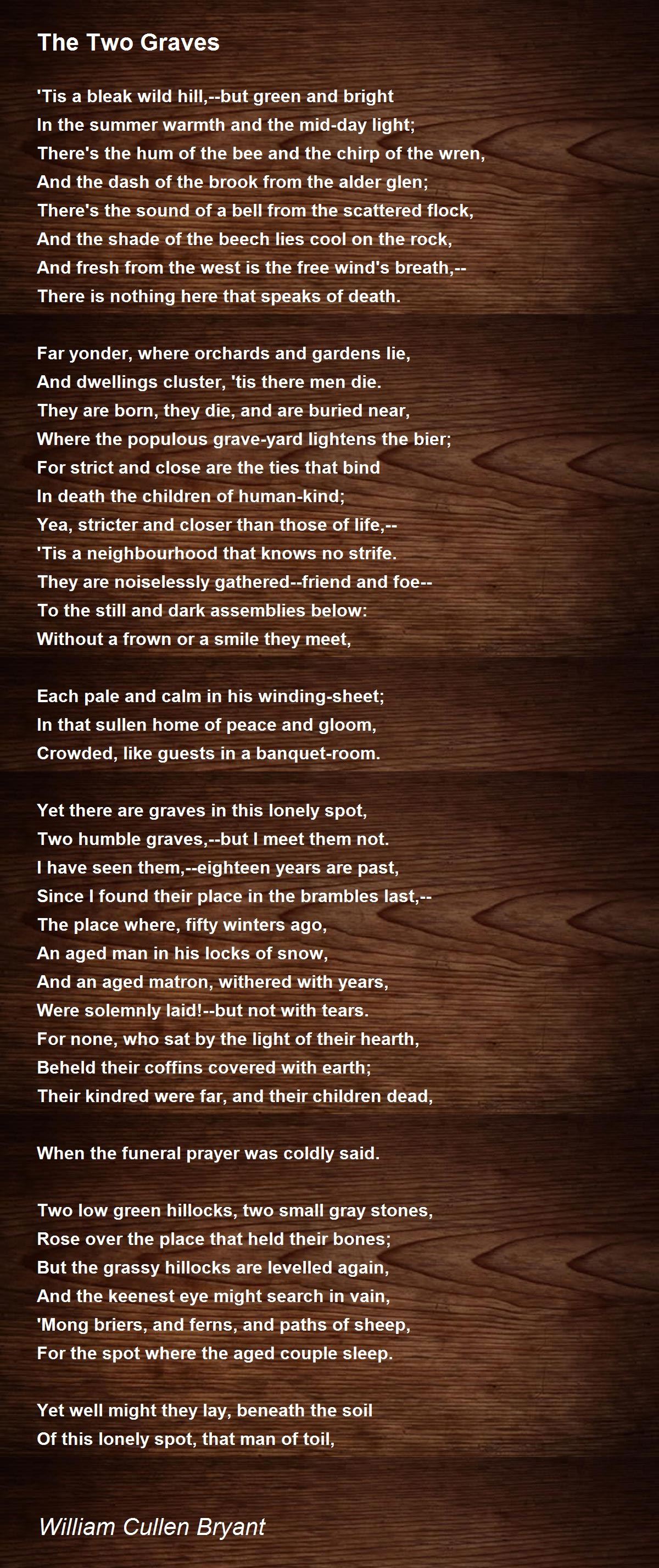 The Two Graves Poem by William Cullen Bryant - Poem Hunter