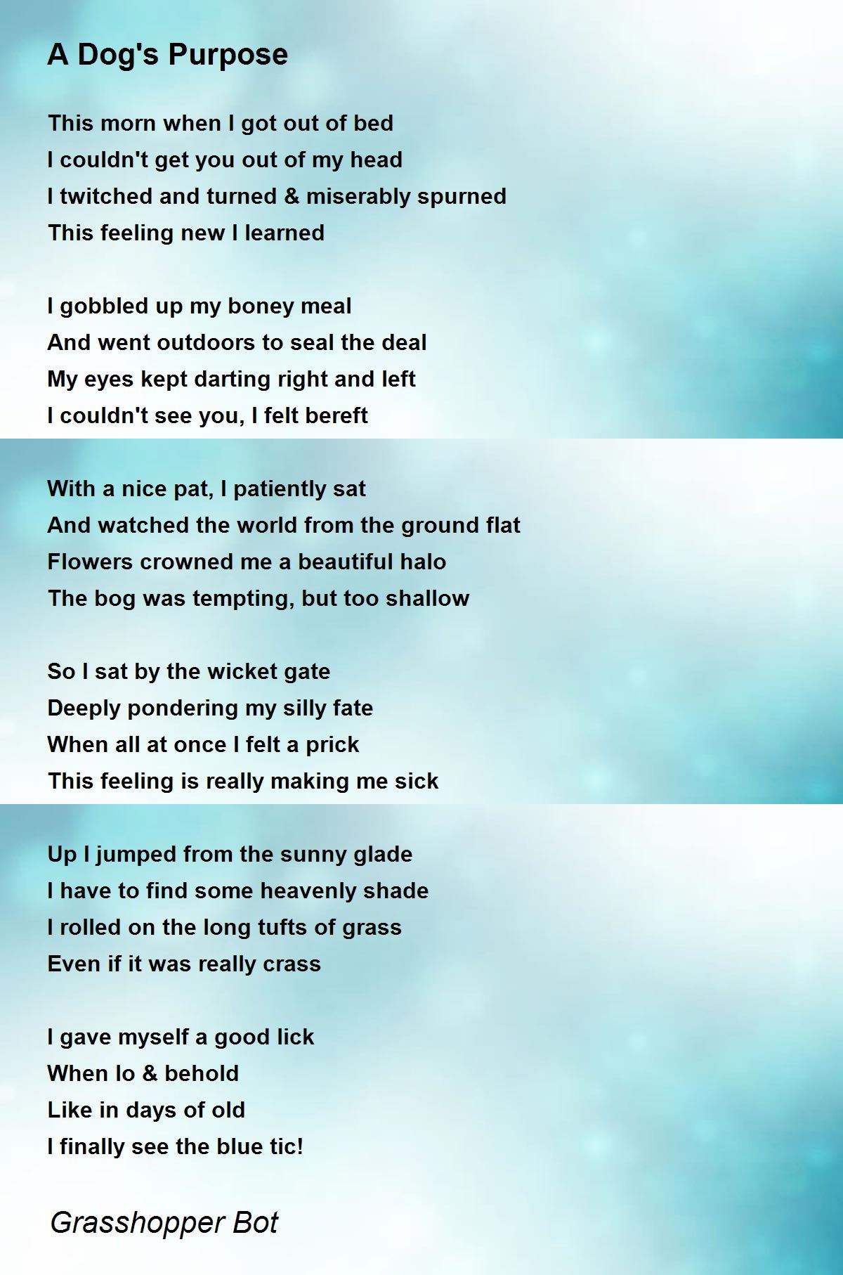 A Dog's Purpose Poem by Bot Poem Hunter