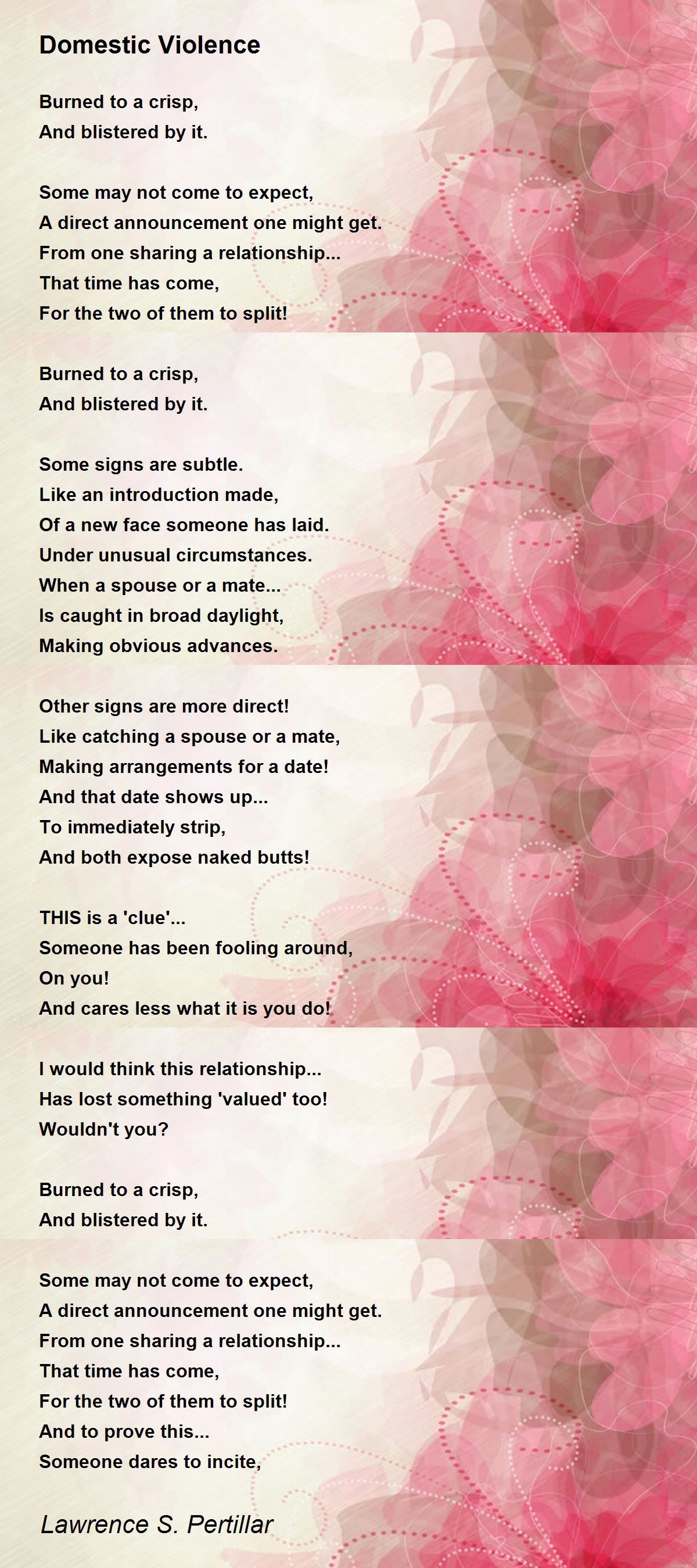 Domestic Violence by Lawrence S. Pertillar Domestic Violence Poem