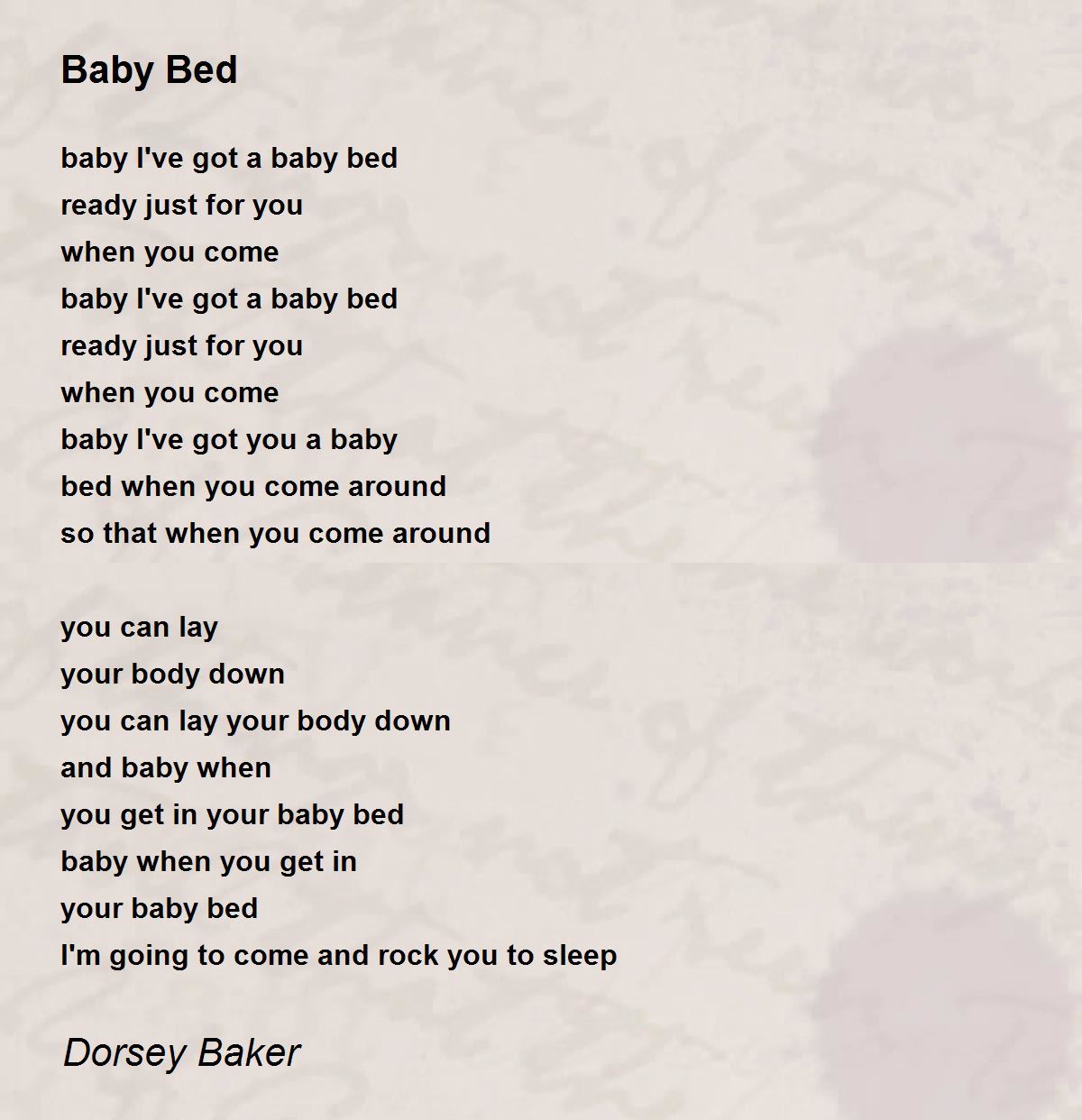 Baby Bed Baby Bed Poem by Dorsey Baker