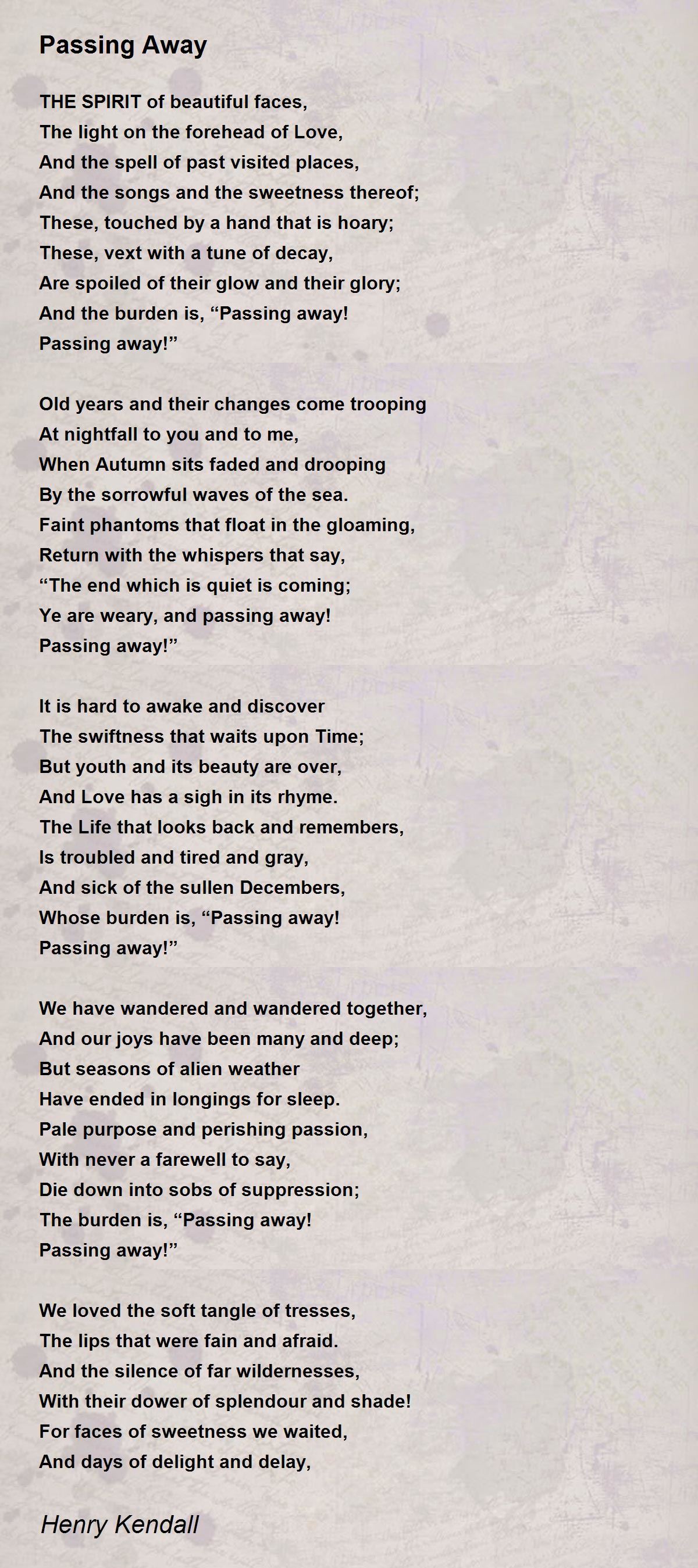 Passing Away Passing Away Poem by Henry Kendall