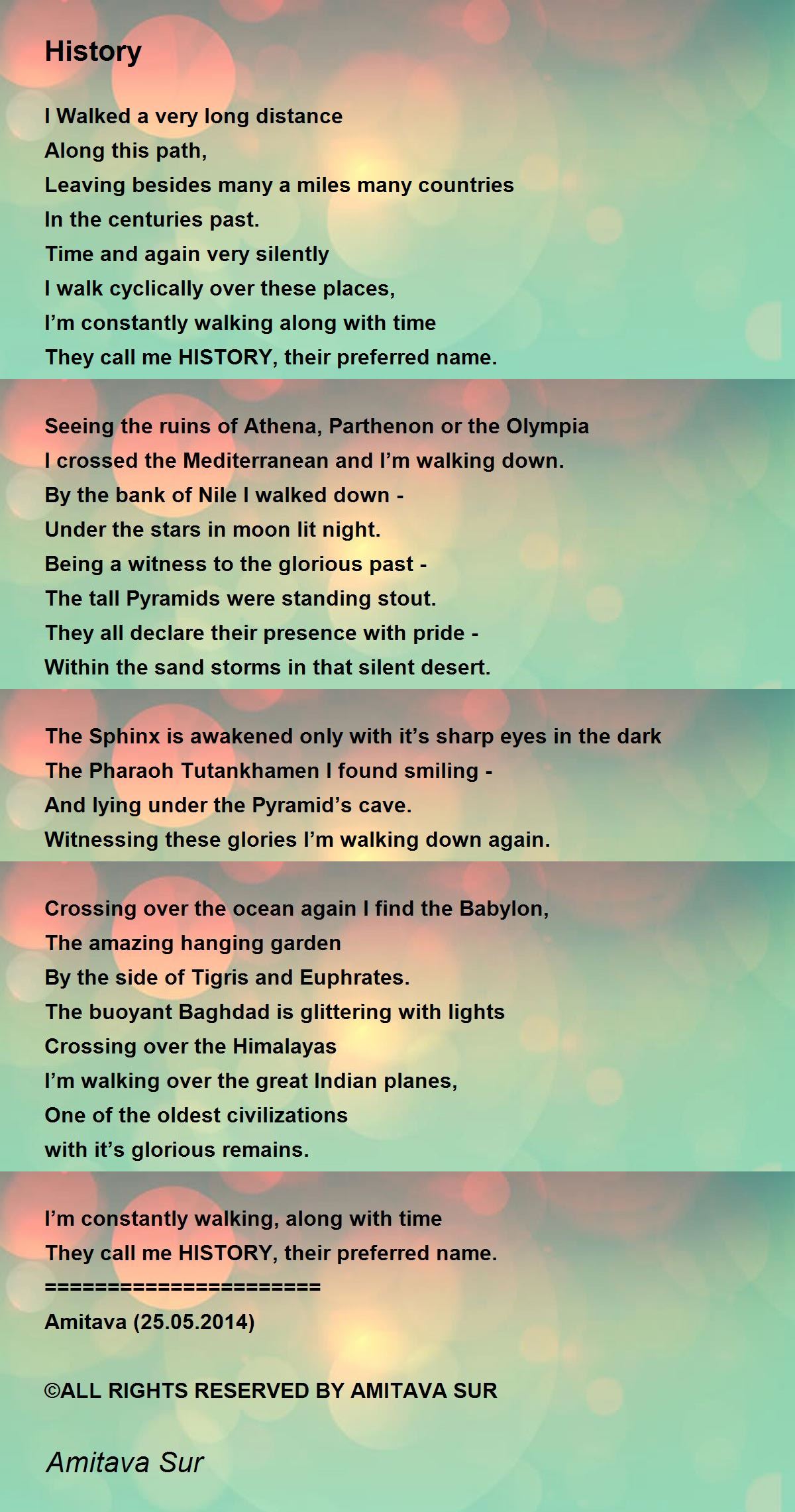 History Poem by Amitava Sur Poem Hunter