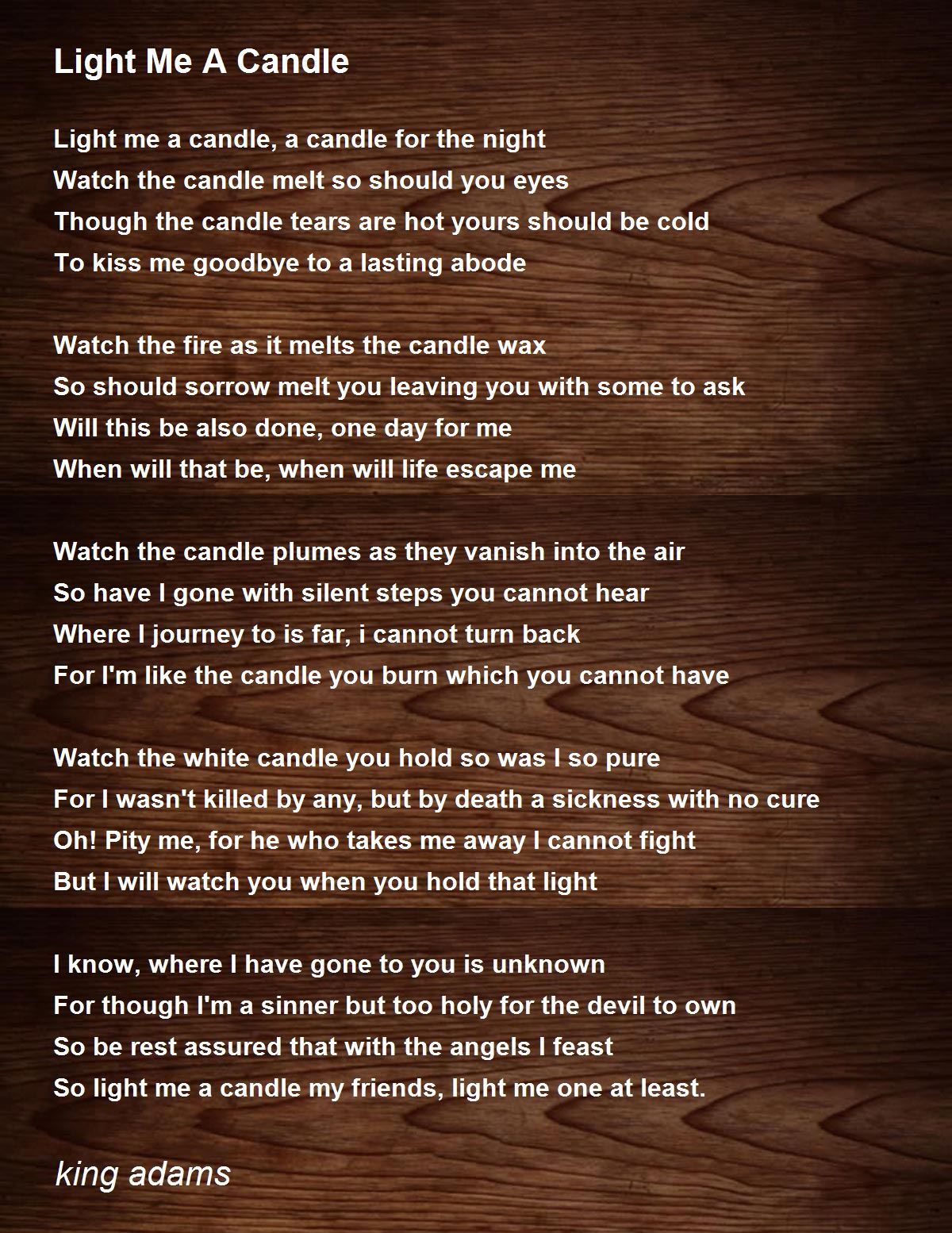 Light Me A Candle Poem by Adams King - Poem Hunter