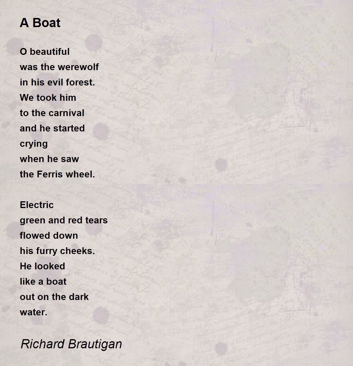A Boat Poem By Richard Brautigan Poem Hunter