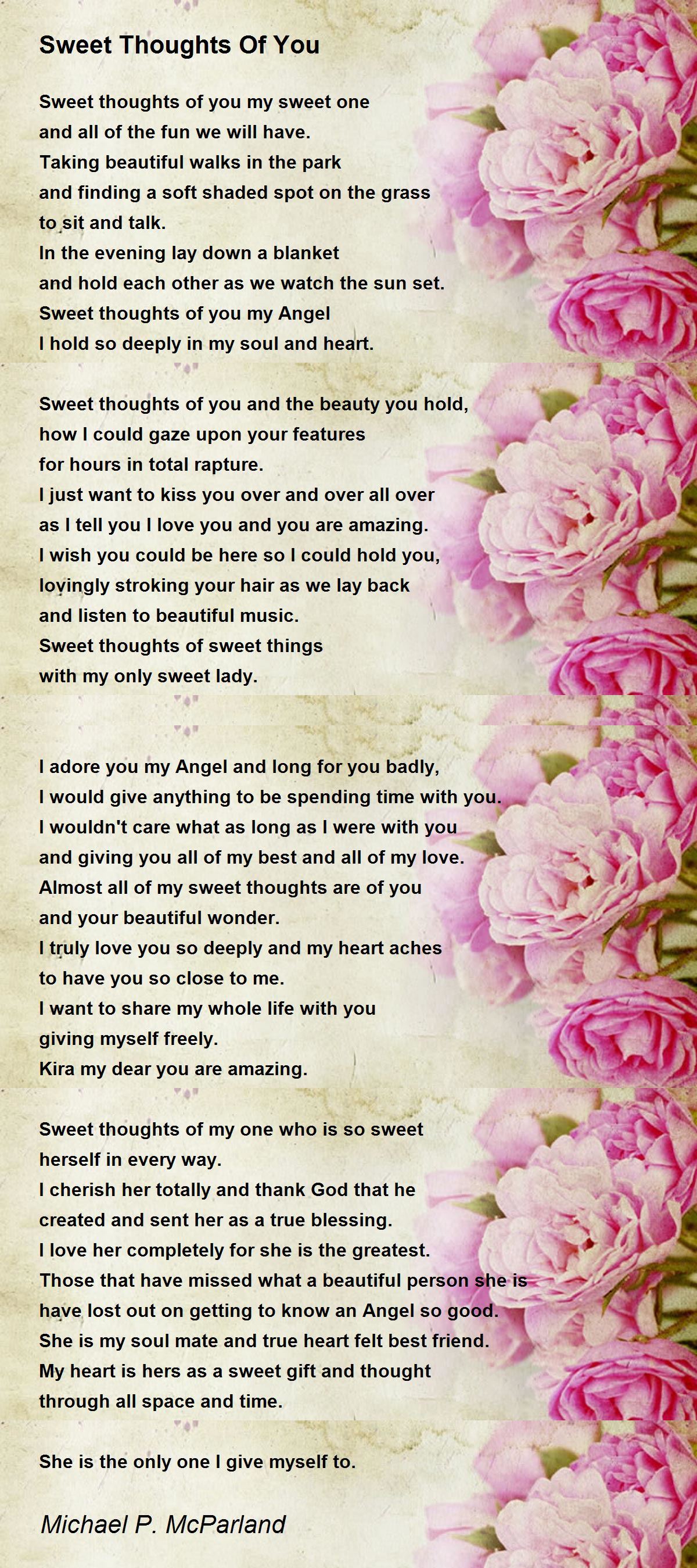 Sweet Thoughts Of You - Sweet Thoughts Of You Poem by Michael P. McParland