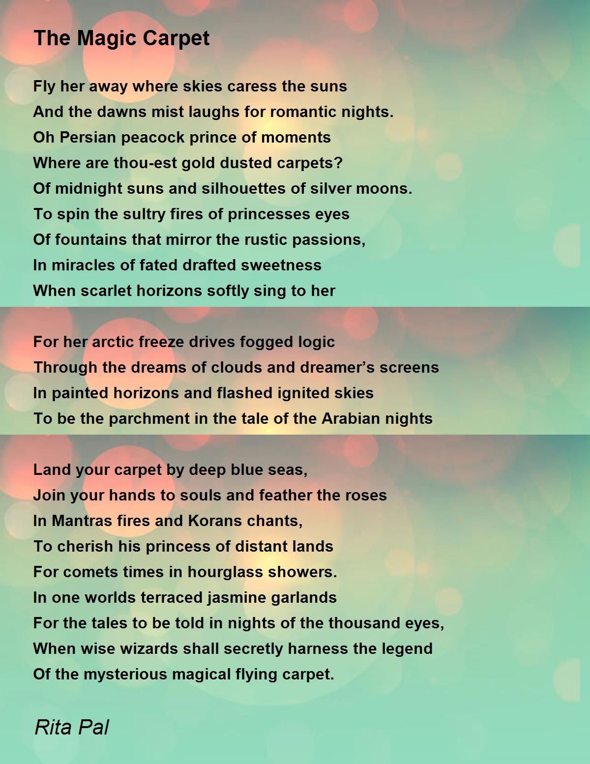 The Magic Carpet The Magic Carpet Poem by Rita Pal