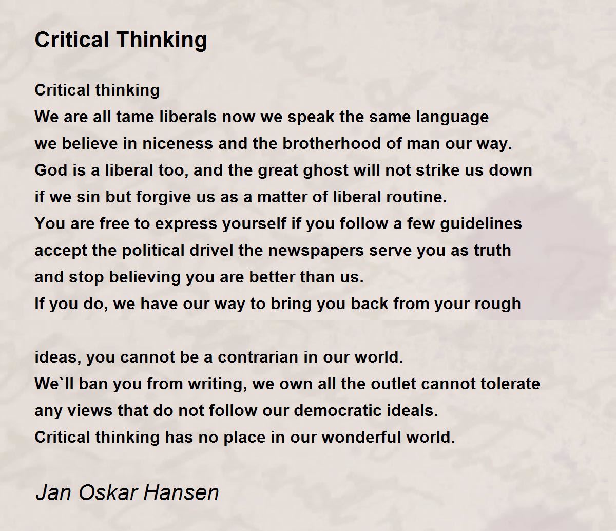 critical thinking poems