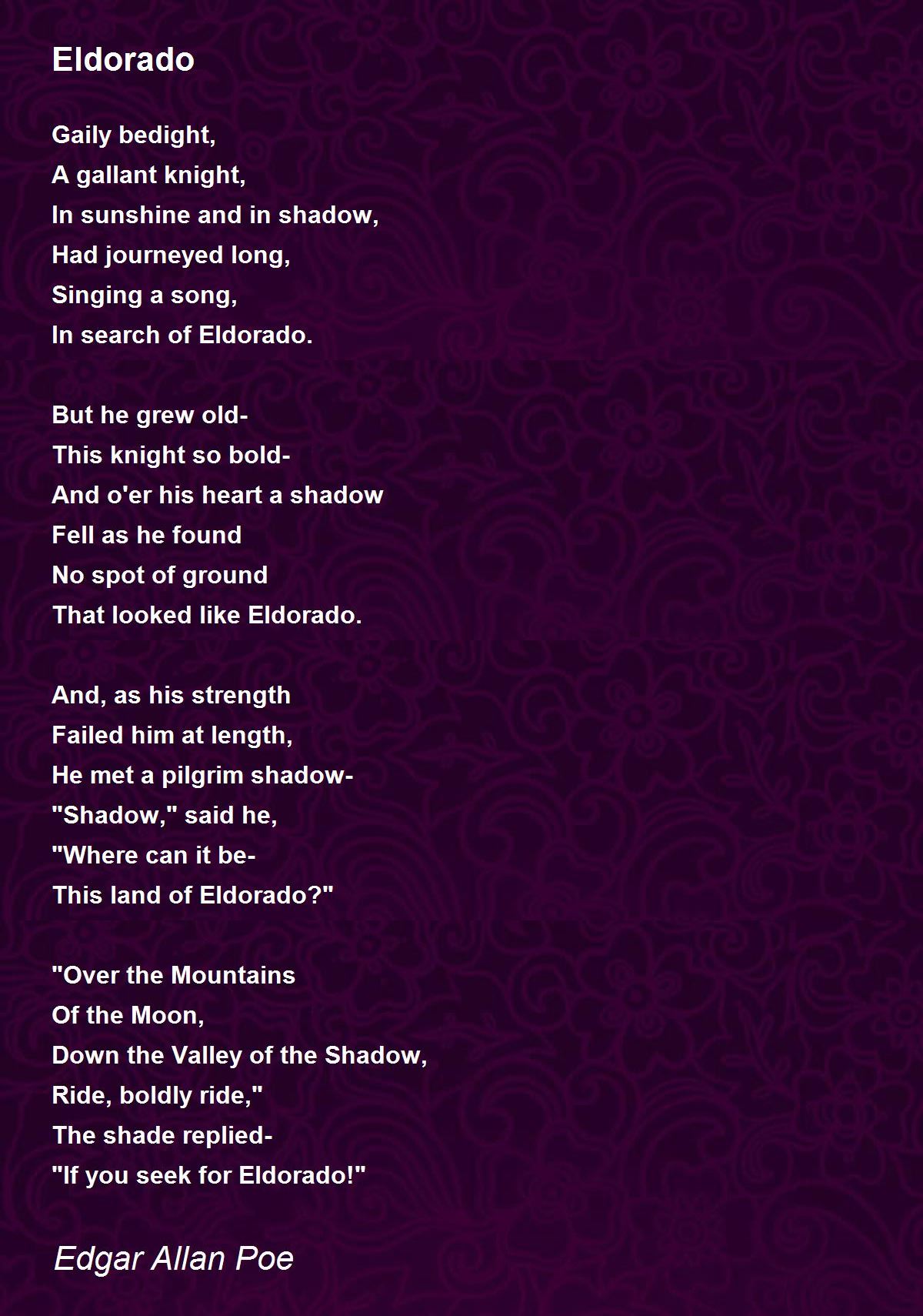 Eldorado Poem by Edgar Allan Poe - Poem Hunter