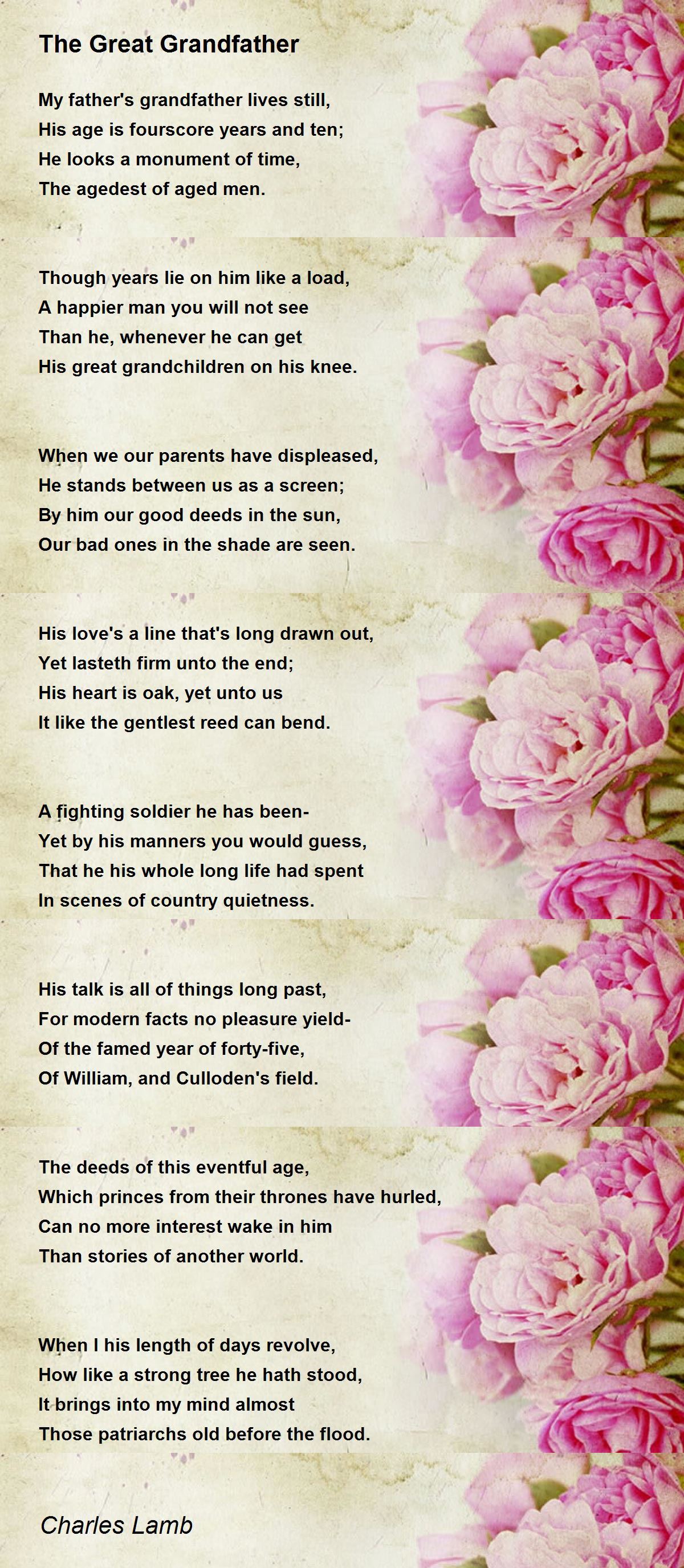 The Great Grandfather Poem By Charles Lamb Poem Hunter