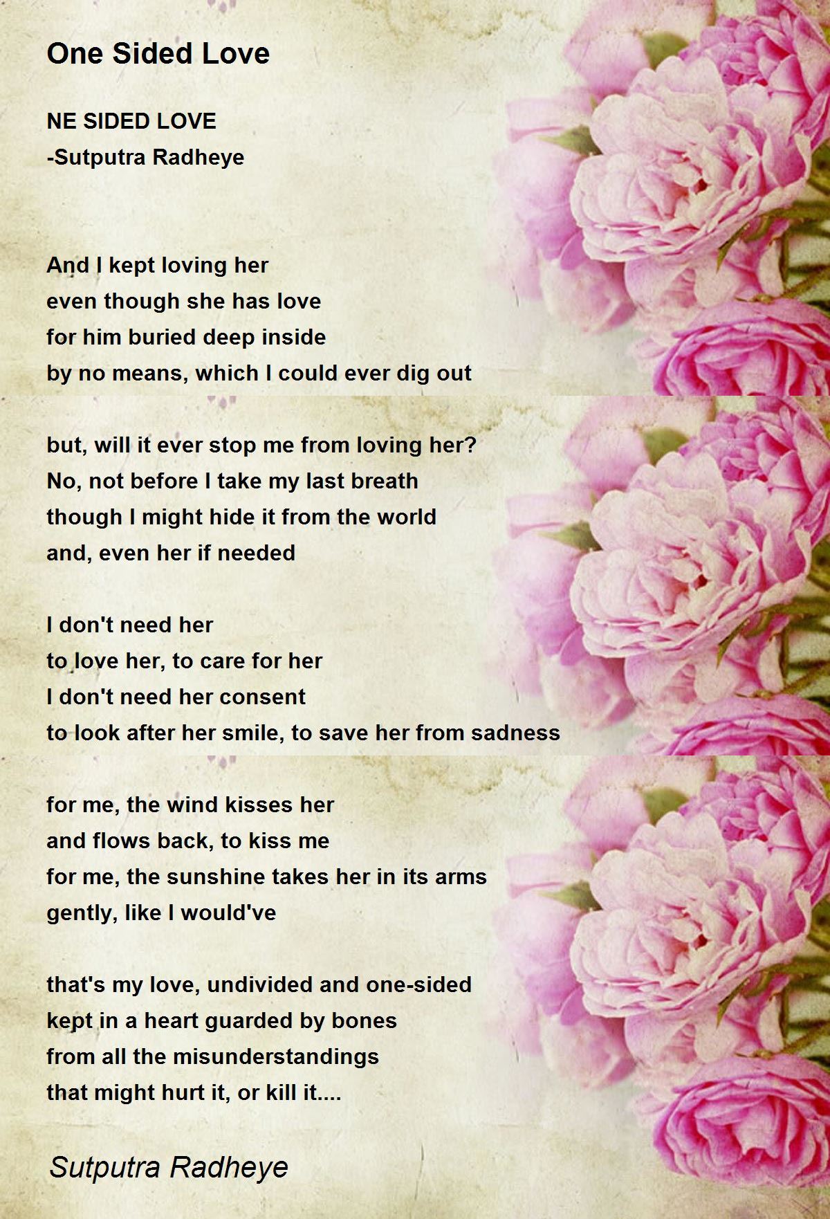 One Sided Love By Sutputra Radheye One Sided Love Poem