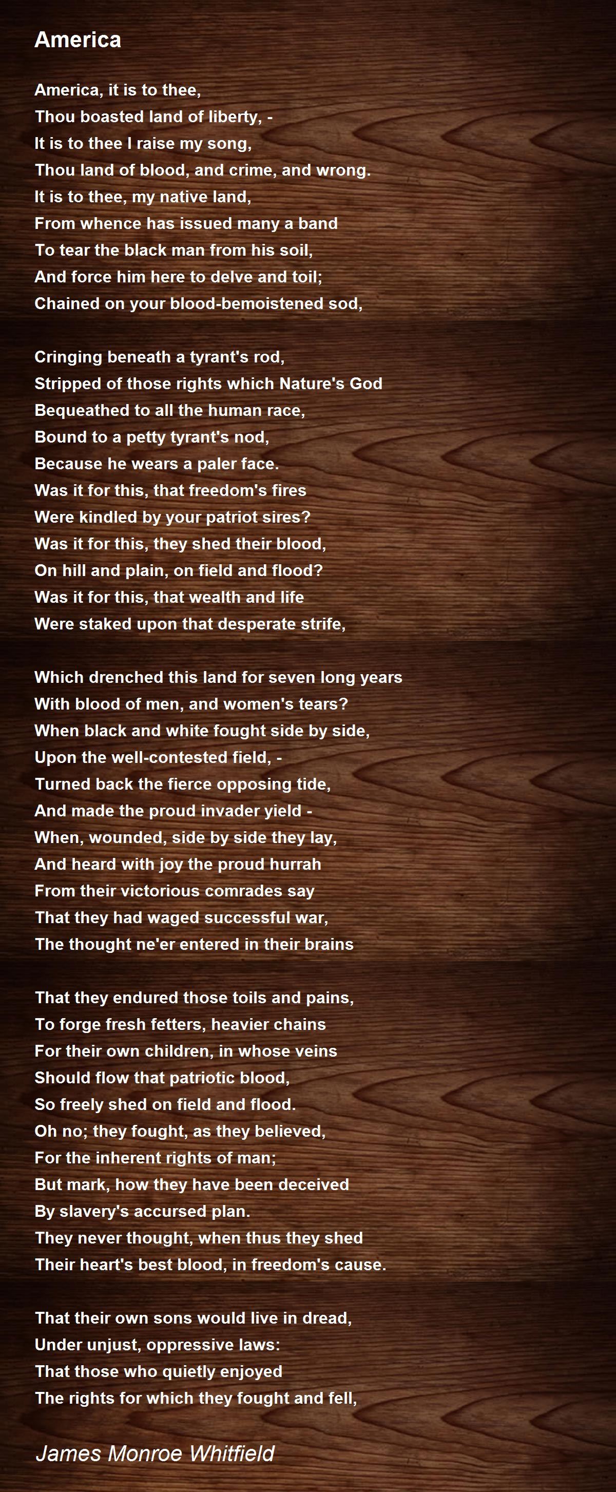 America America Poem by James Monroe Whitfield