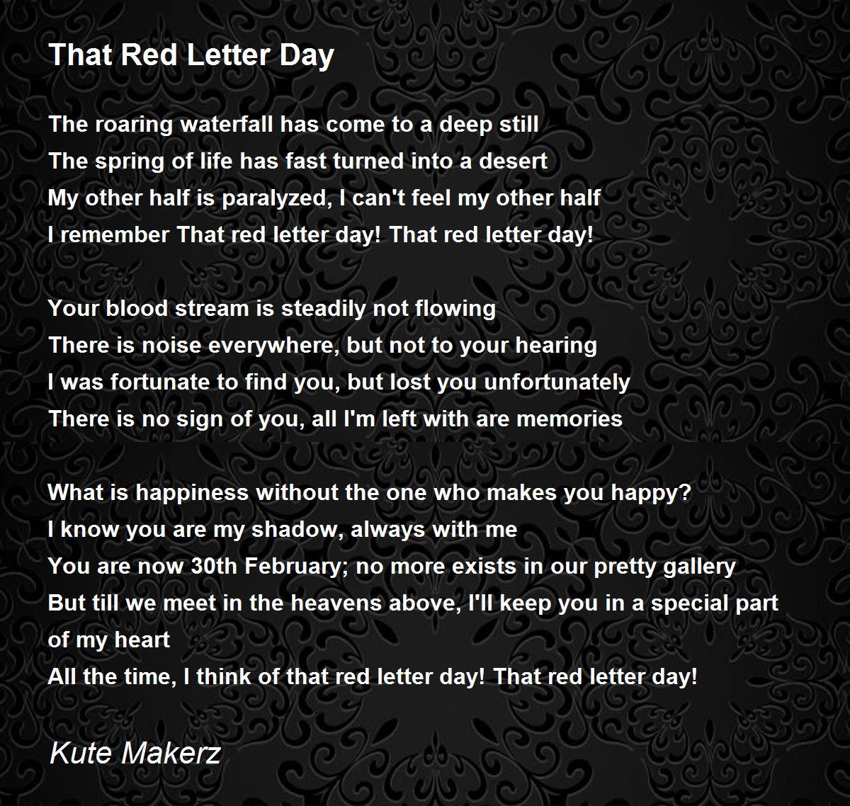 That Red Letter Day That Red Letter Day Poem by Kute Makerz