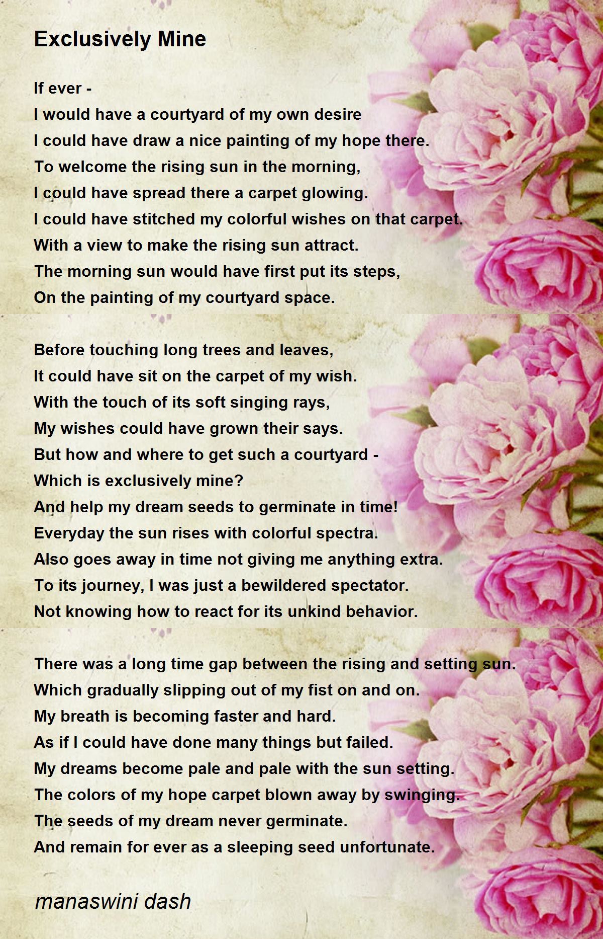 Exclusively Mine by manaswini dash - Exclusively Mine Poem