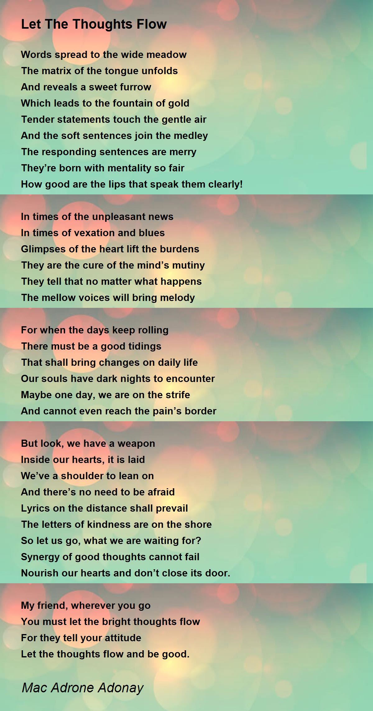 Let The Thoughts Flow Let The Thoughts Flow Poem By Mac Adrone Adonay