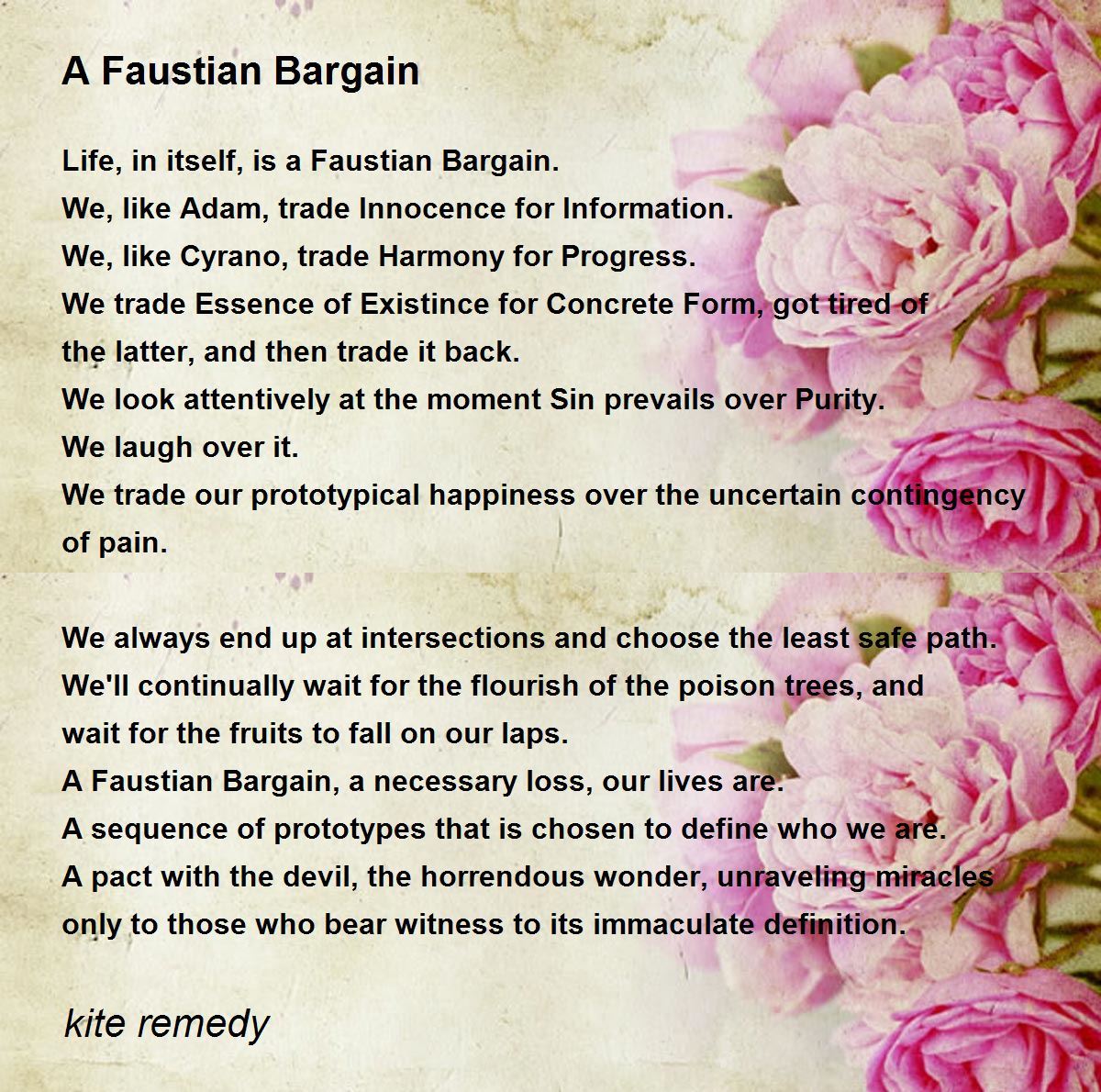 A Faustian Bargain by kite remedy A Faustian Bargain Poem