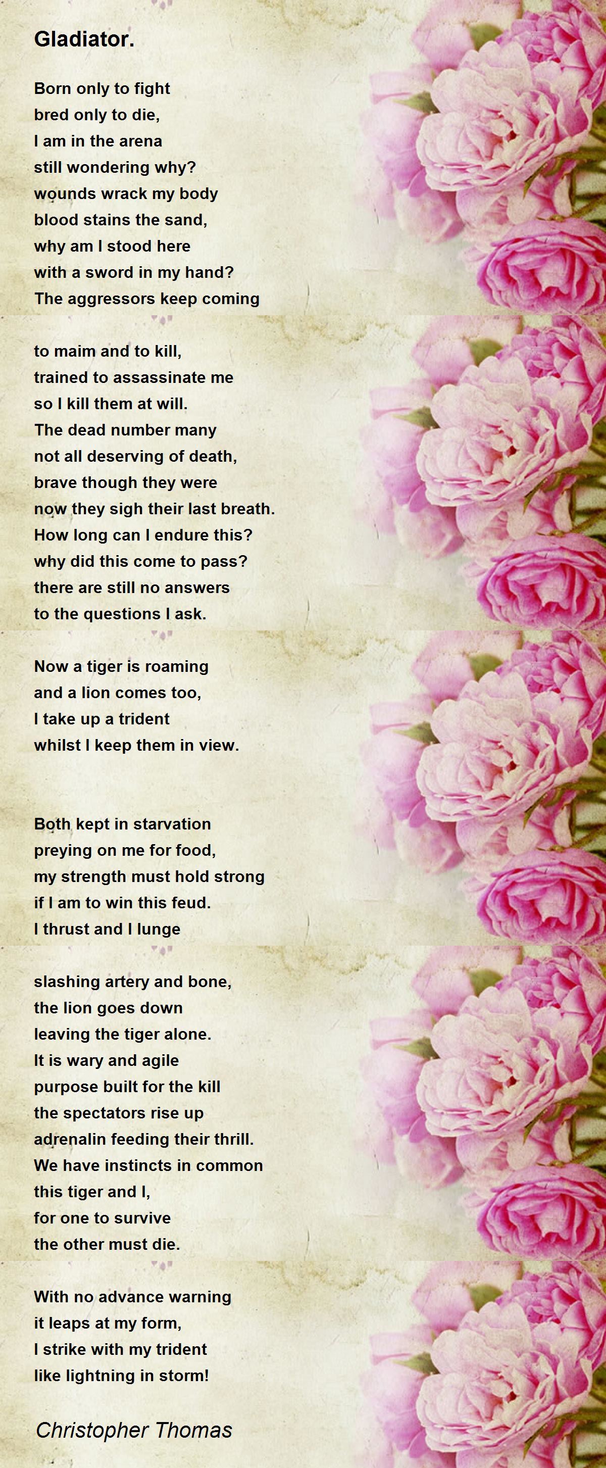 Gladiator. Gladiator. Poem by Christopher Thomas