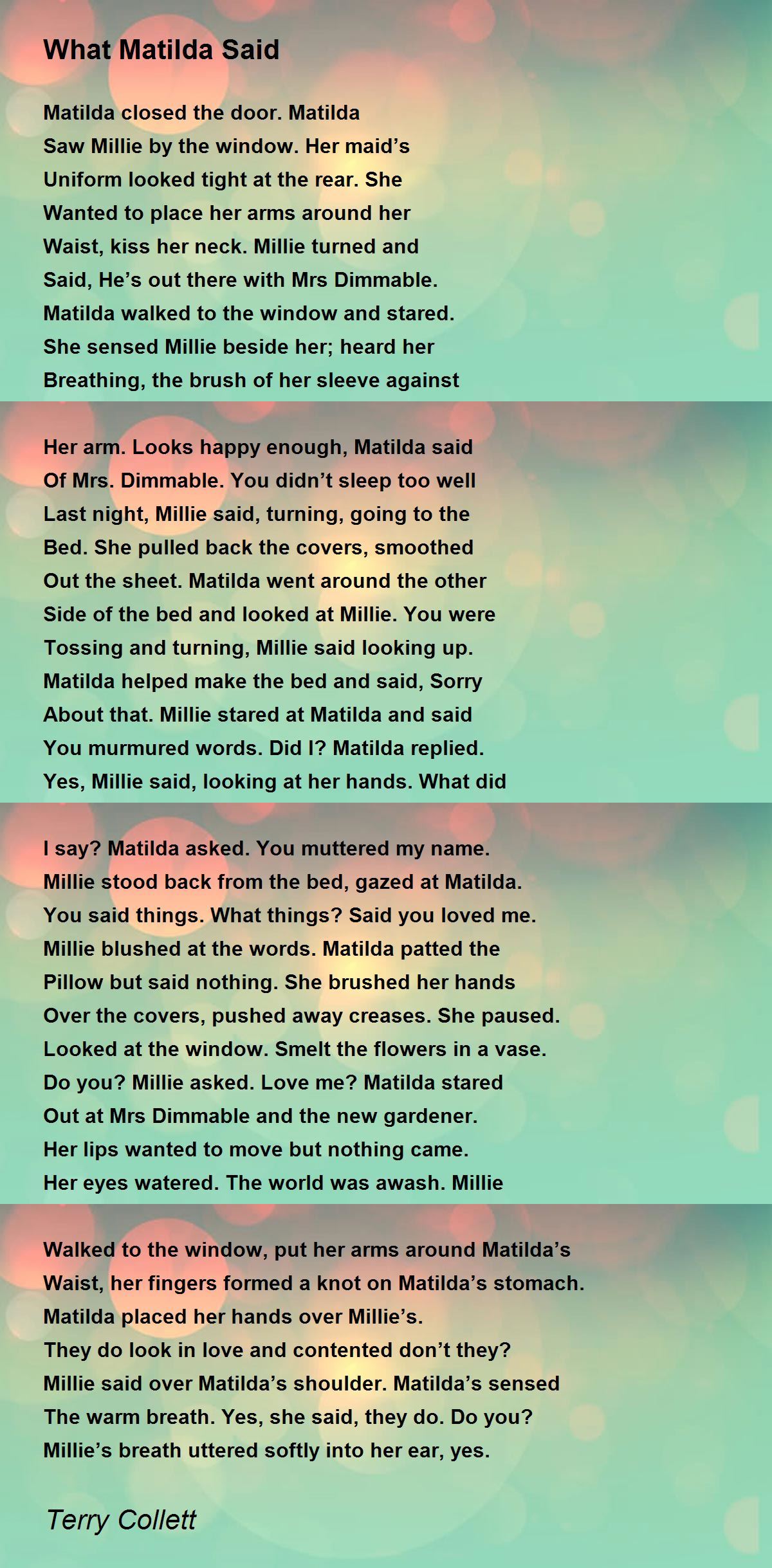 What Matilda Said What Matilda Said Poem by Terry Collett