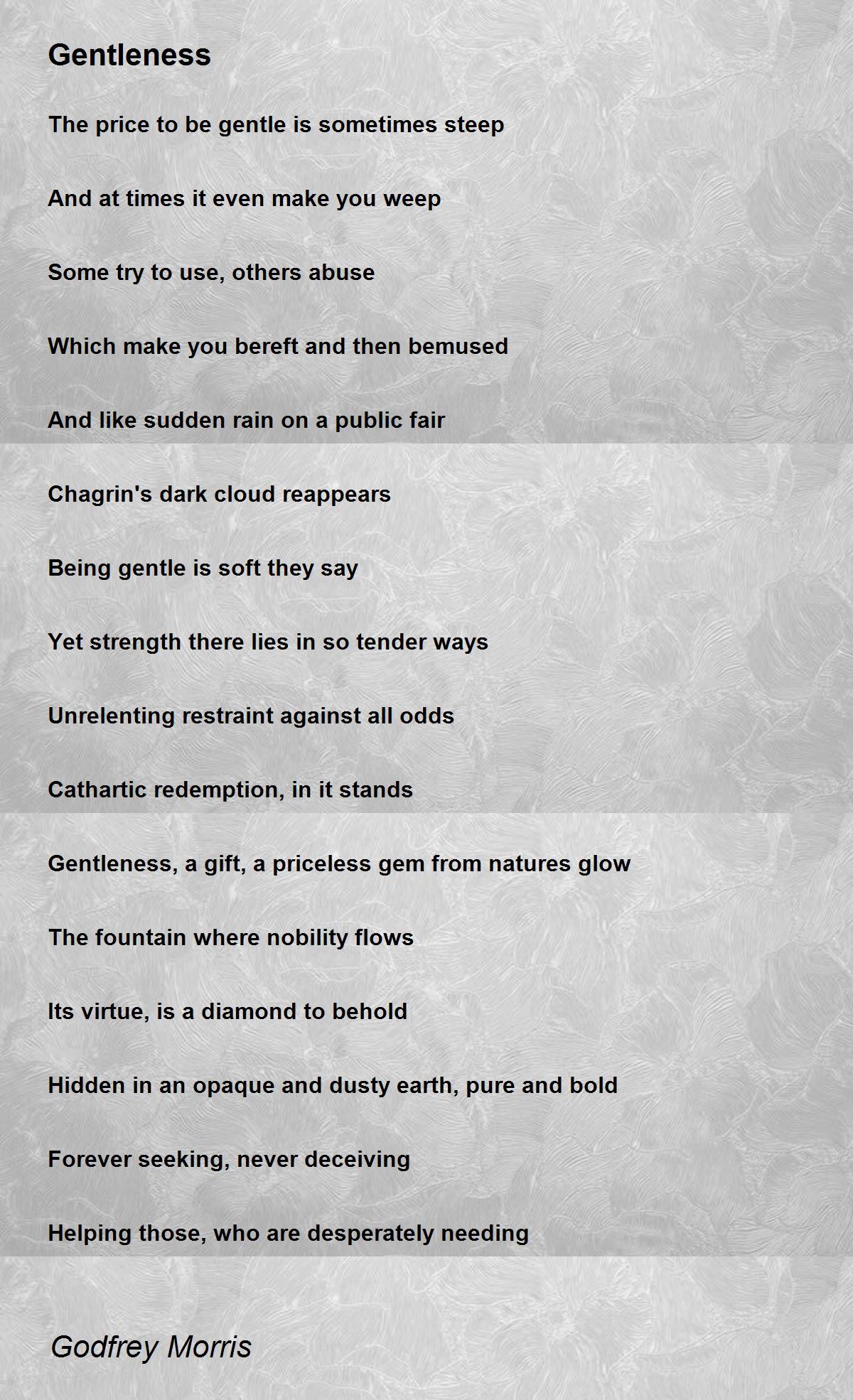 biography how write i Poem Gentleness  by Morris Poem Godfrey  Hunter