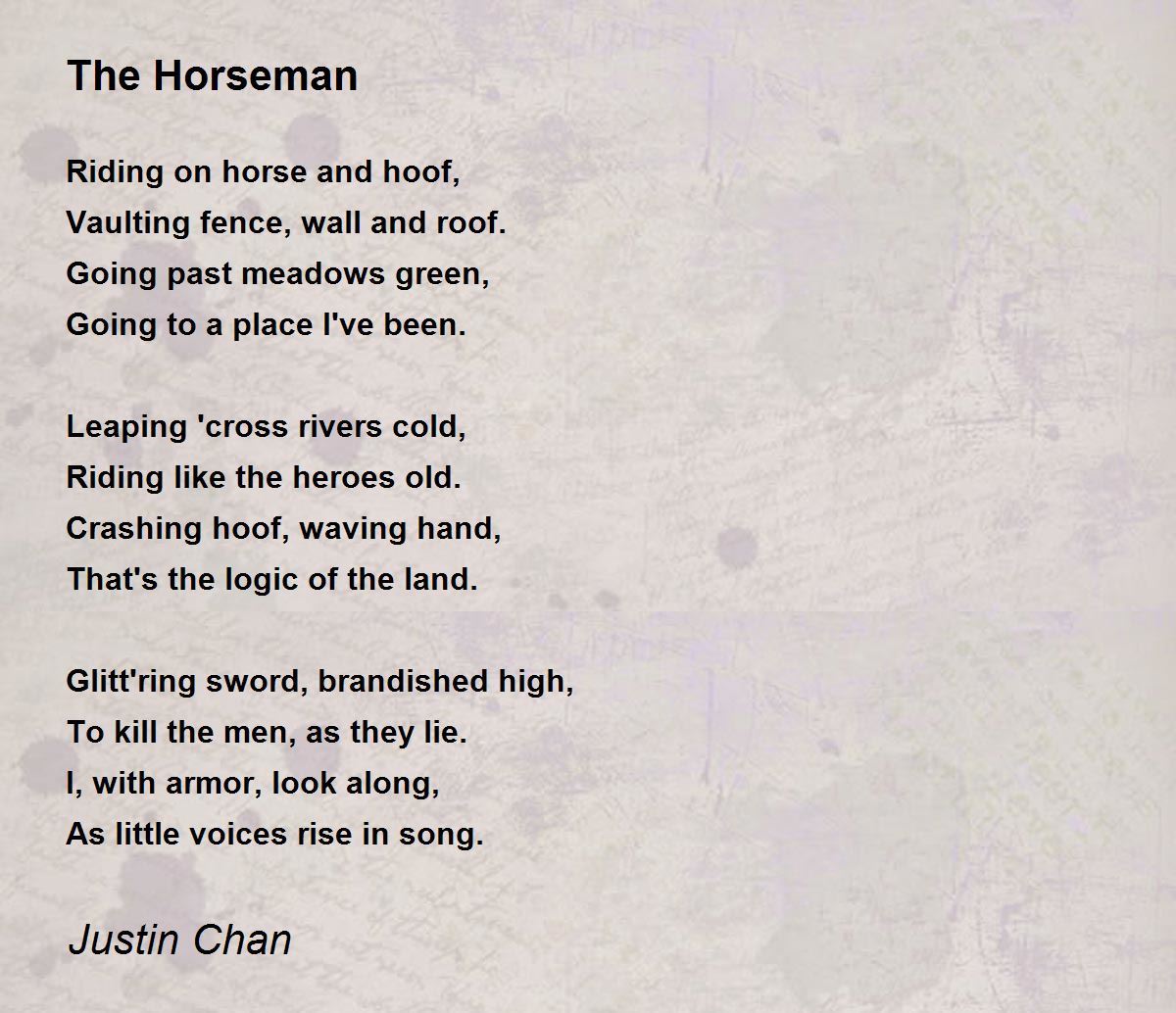 The Horseman Poem by Justin Chan Poem Hunter