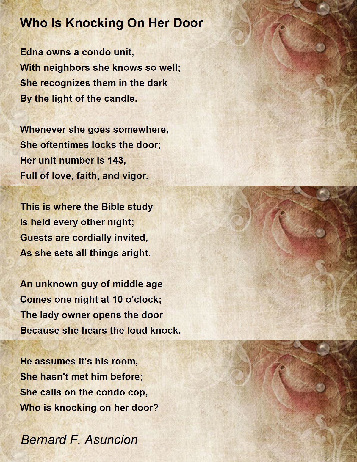 Who Is Knocking On Her Door Who Is Knocking On Her Door Poem by