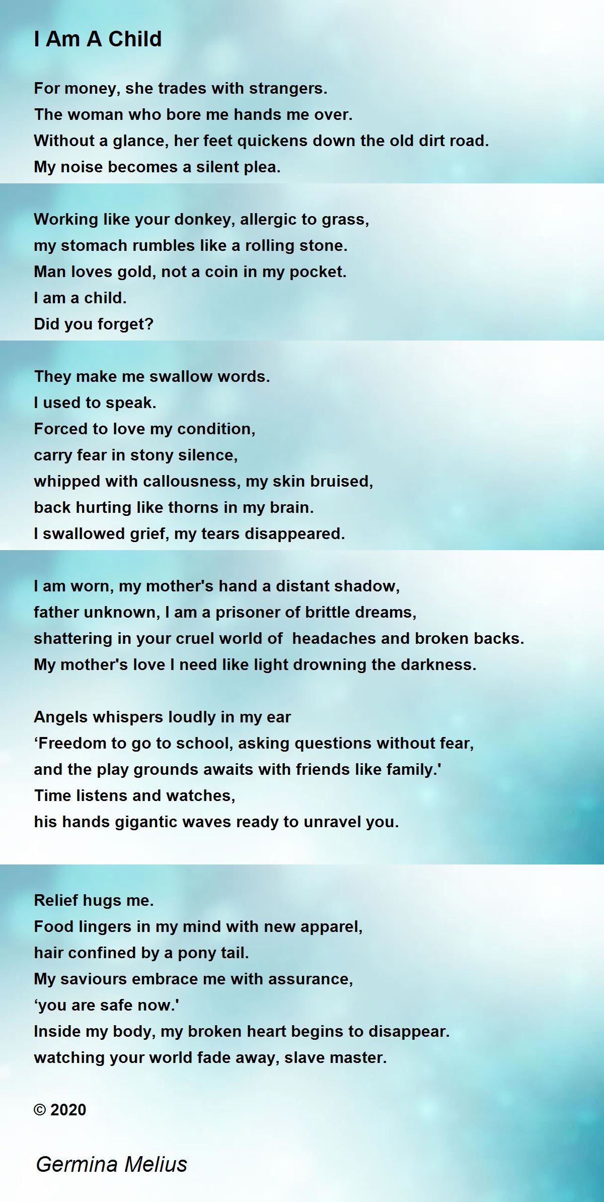 I Am A Child - I Am A Child Poem by Germina Melius