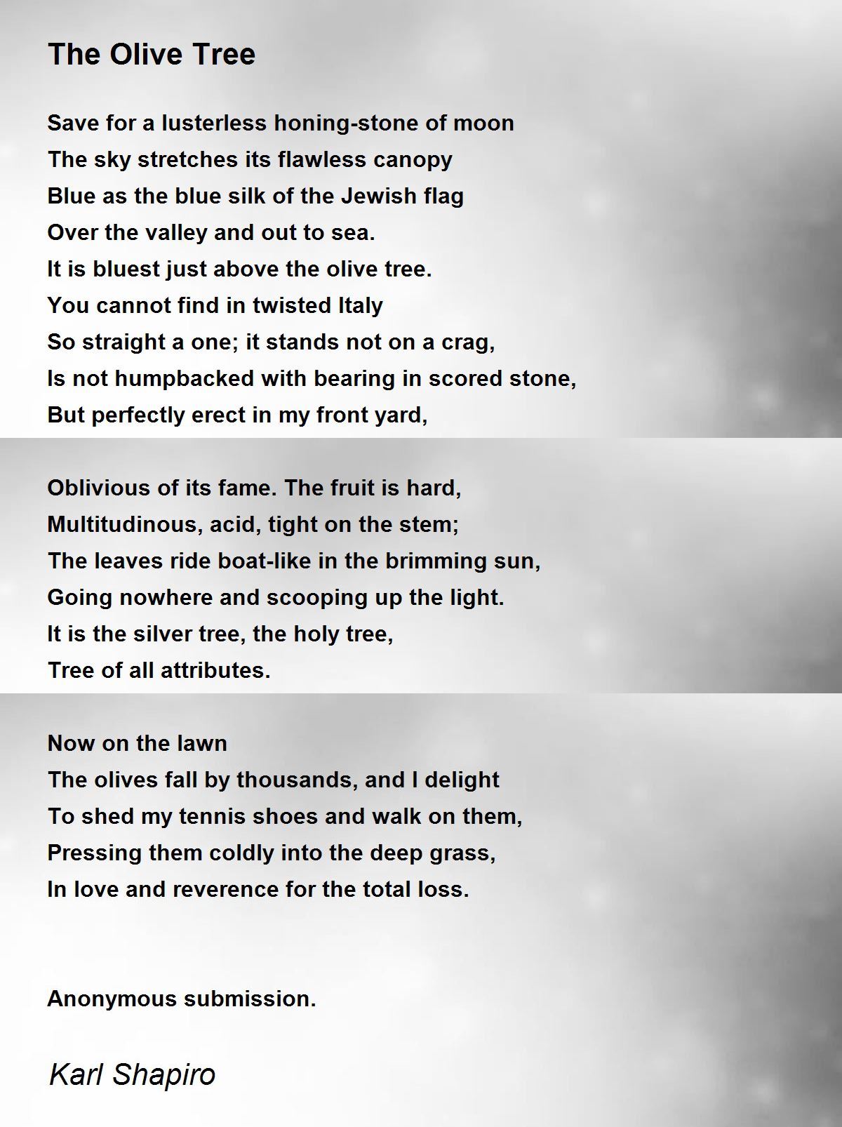 the olive tree poem by karl shapiro - poem hunter