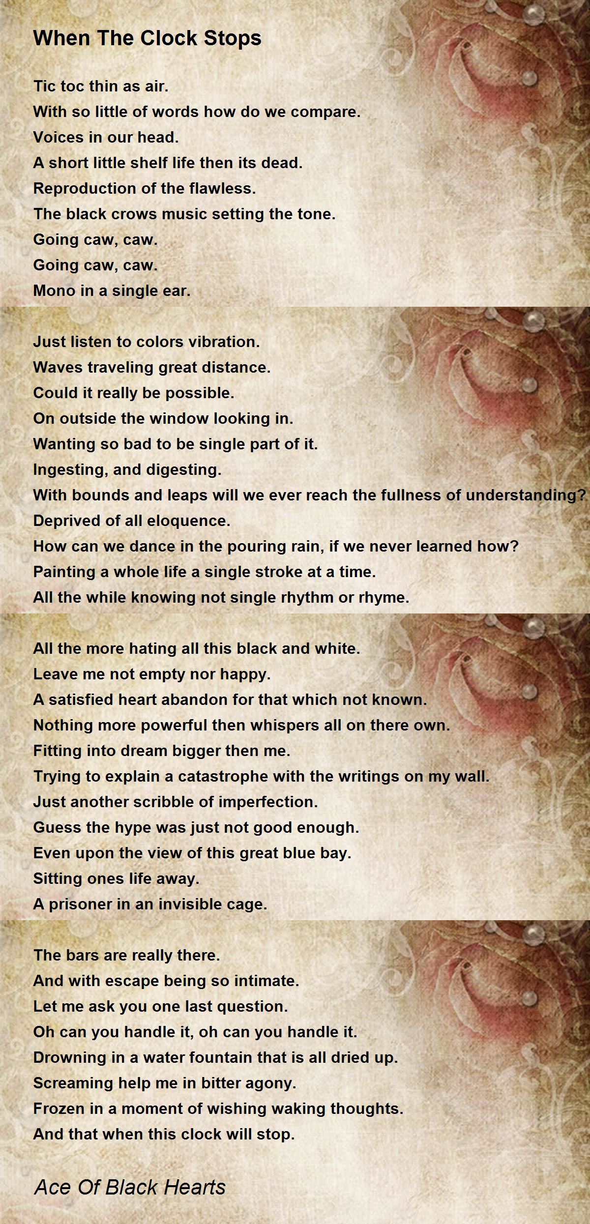 When The Clock Stops When The Clock Stops Poem by Ace Of Black Hearts