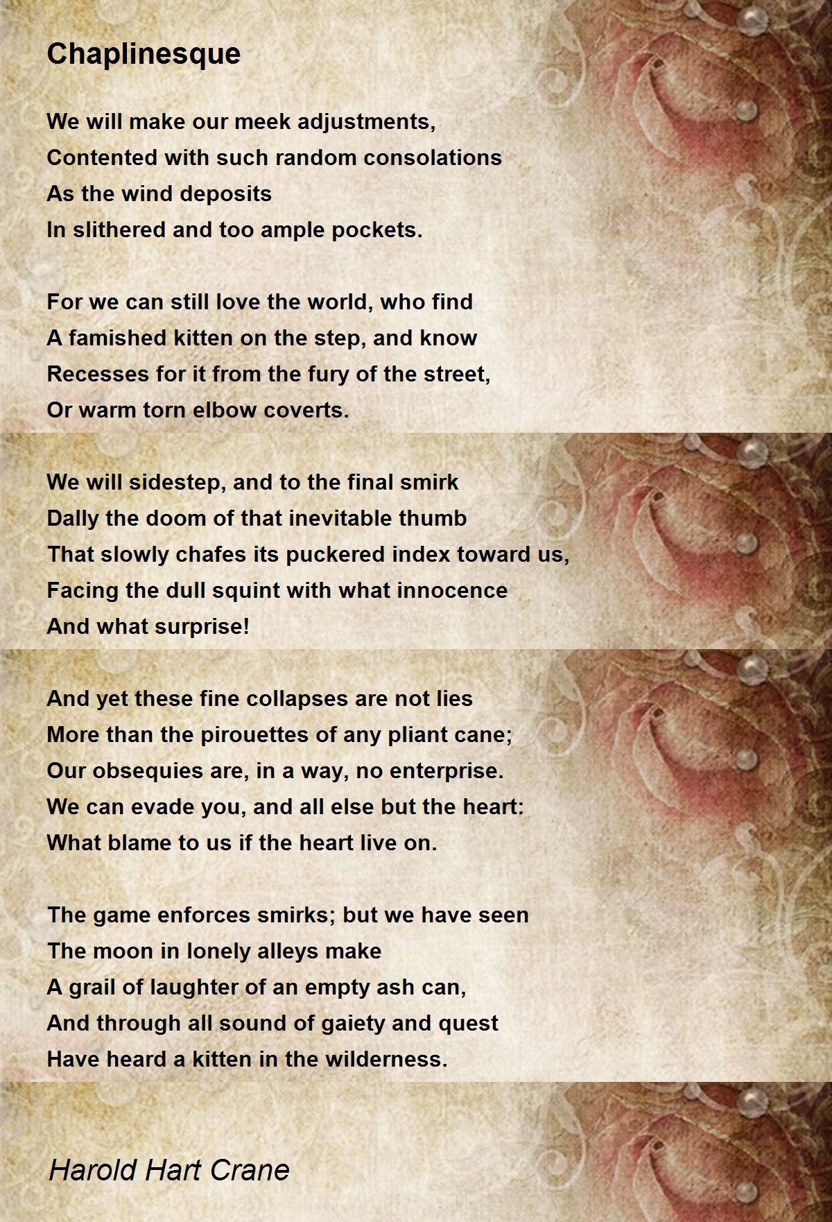 can biography write i how Hart Hunter Chaplinesque Poem Harold by  Crane  Poem Comments