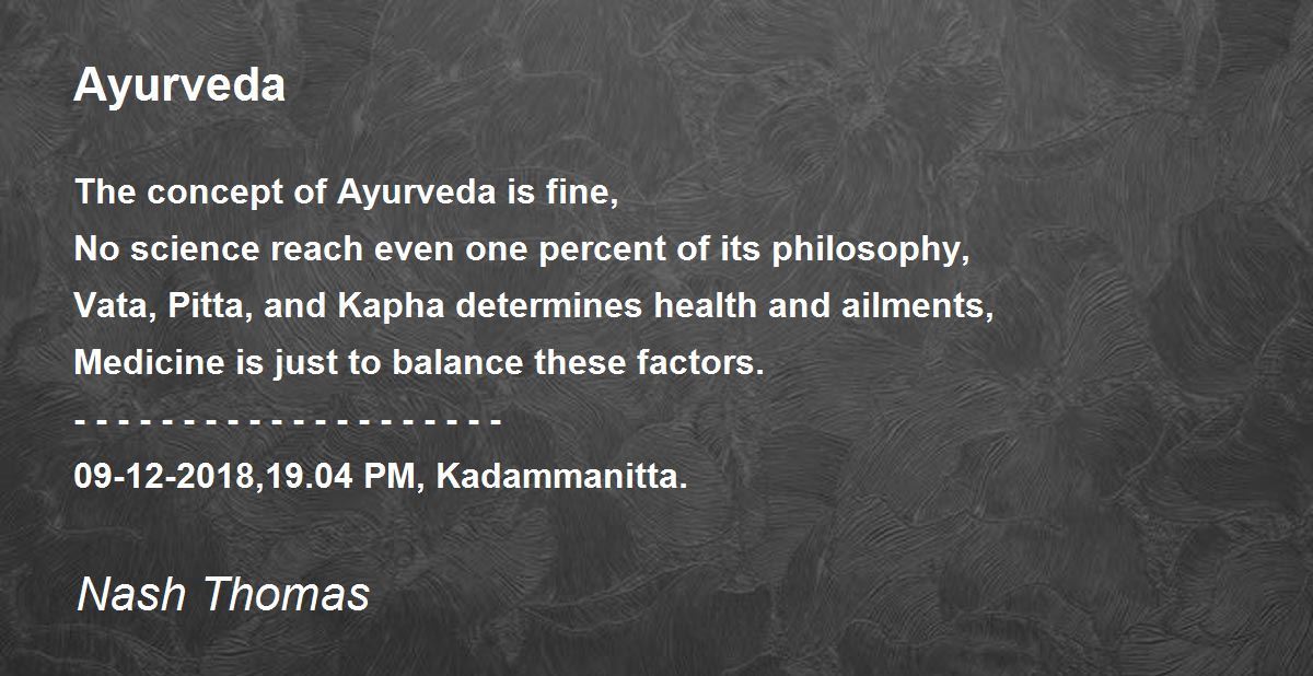 Ayurveda Ayurveda Poem by Nash Thomas