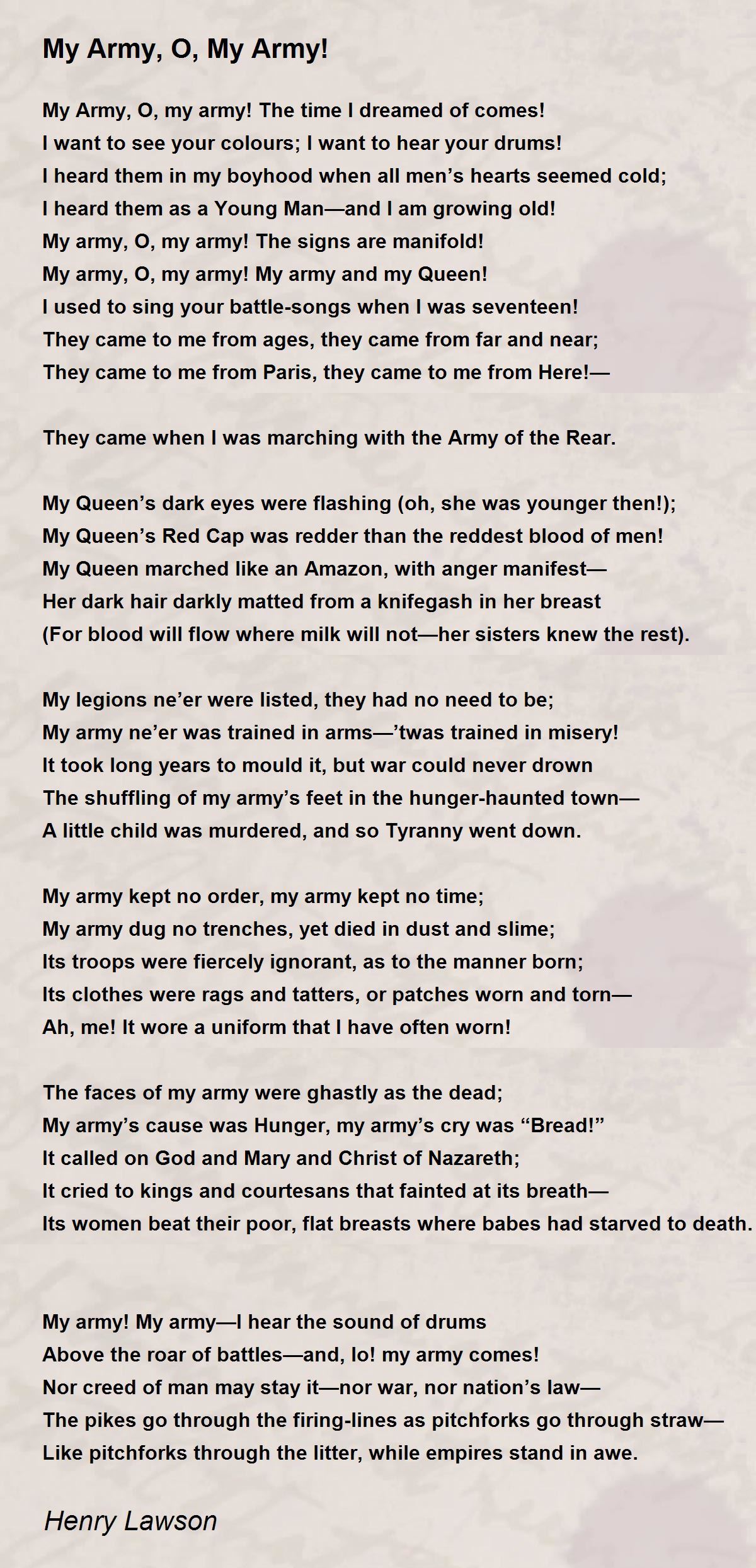 My Army, O, My Army! - My Army, O, My Army! Poem by Henry Lawson