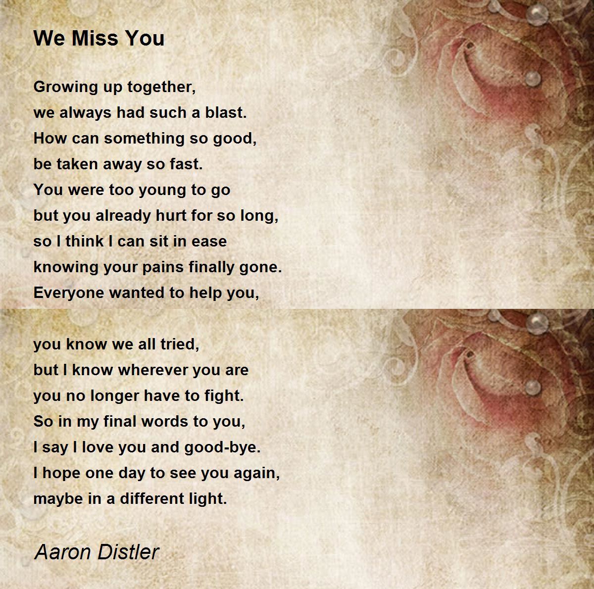 We miss you poem