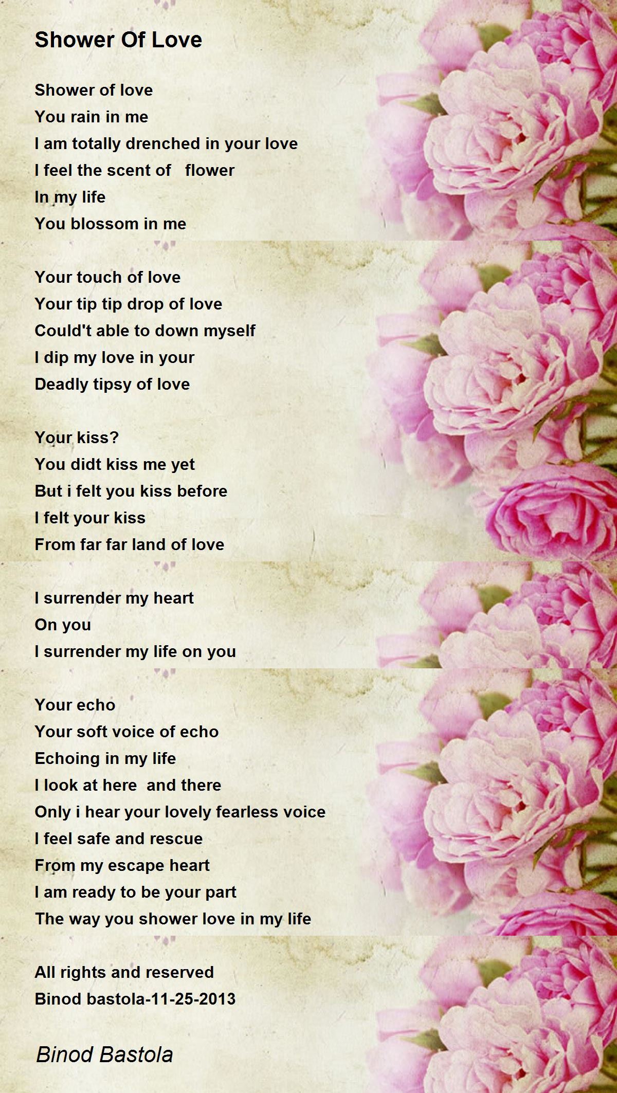 Shower Of Love Poem by Binod Bastola Poem Hunter