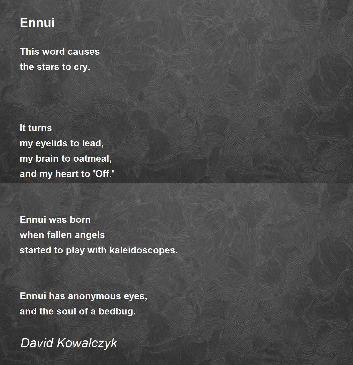 What Is An Ennui Poem? : Ennui – JTCEPB