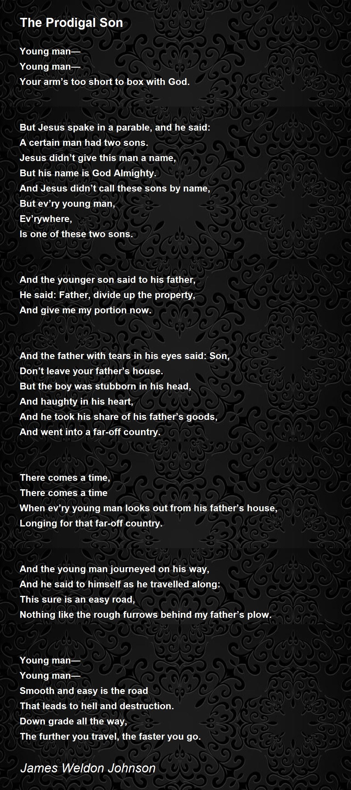 The Prodigal Son Poem by James Weldon Johnson - Poem Hunter