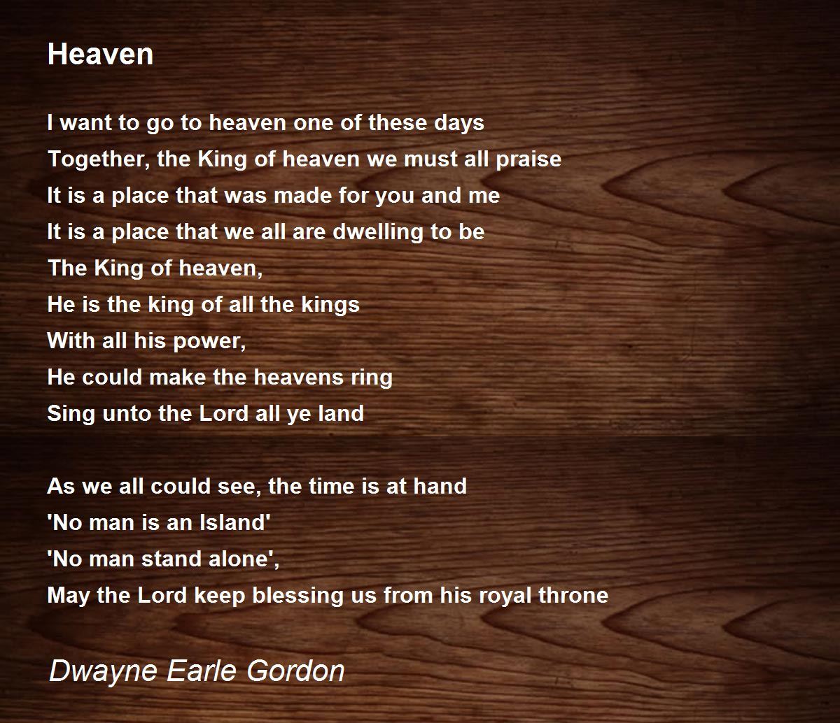 journey to heaven poem
